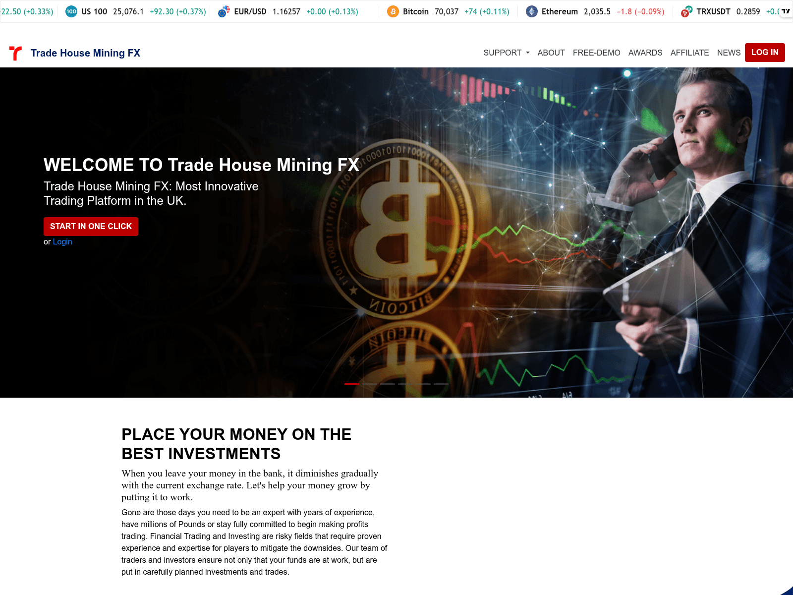 Screenshot of tradehouseminingfx.com