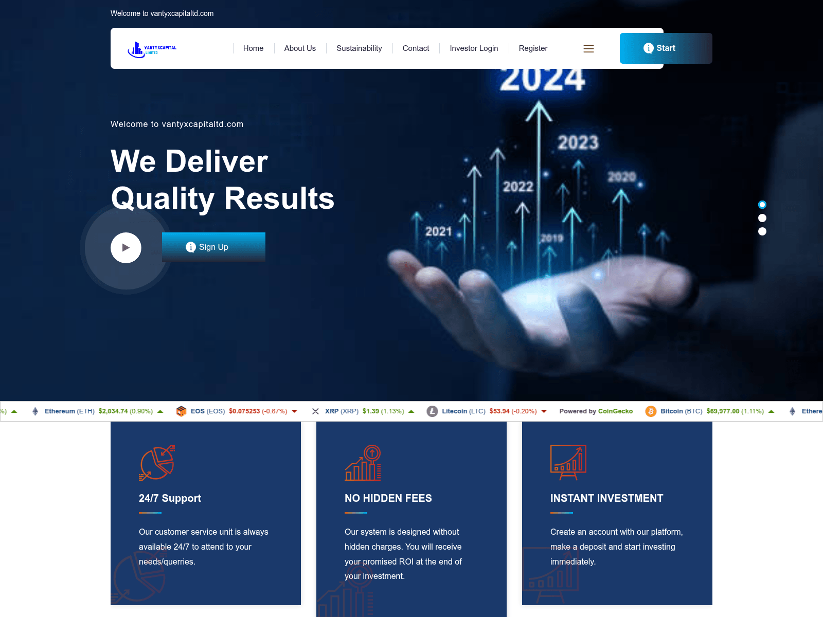 Screenshot of vantyxcapitaltd.com