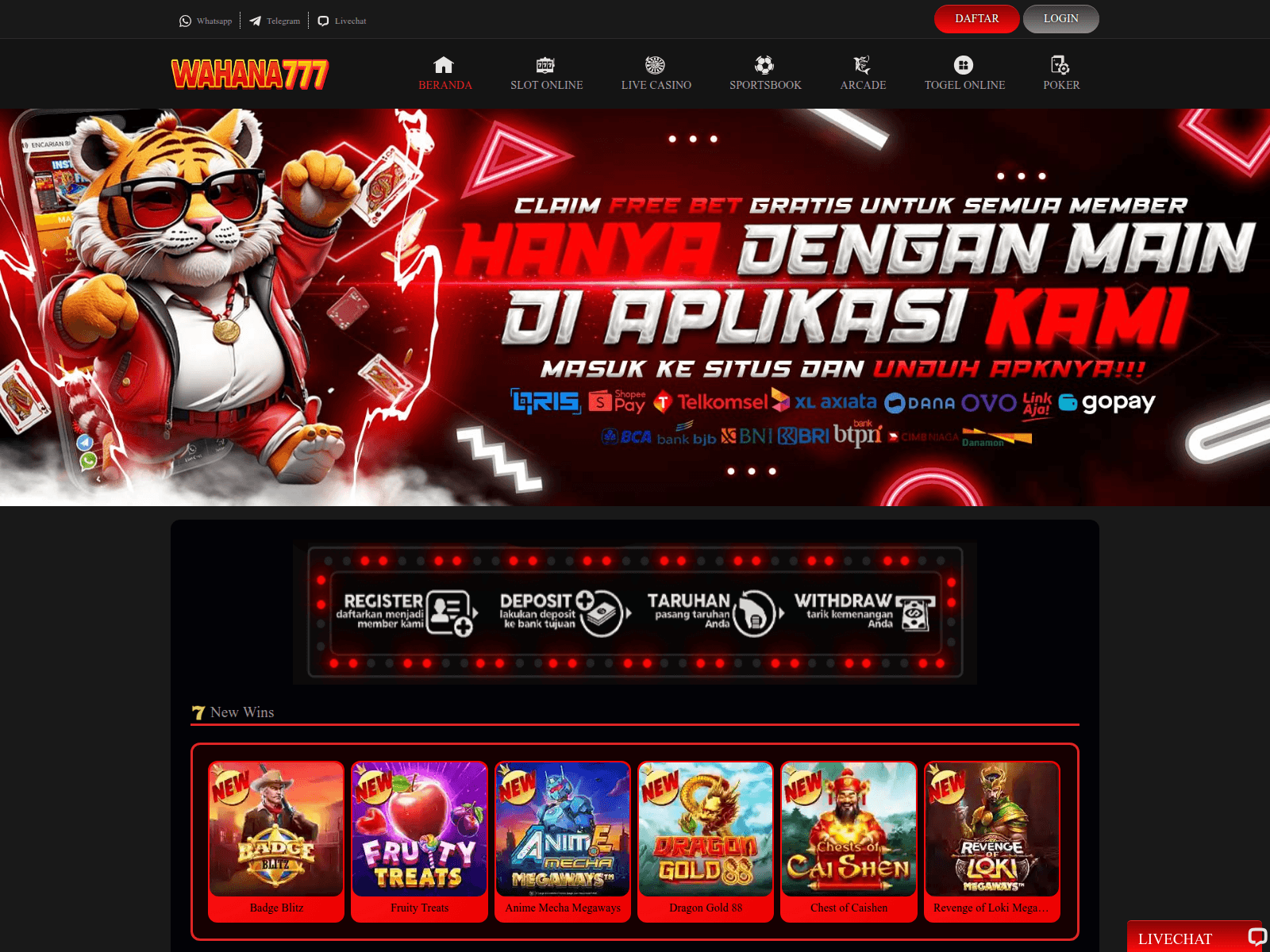 Screenshot of wahana777login.net