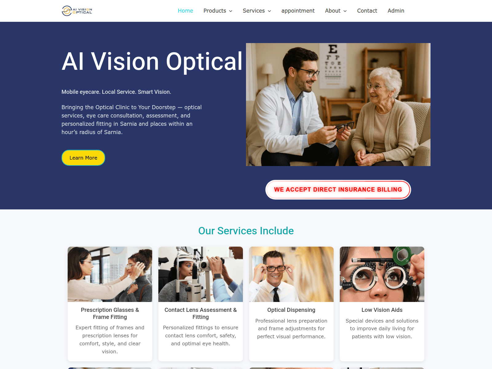 Forensic screenshot of www.aivisionoptical.com