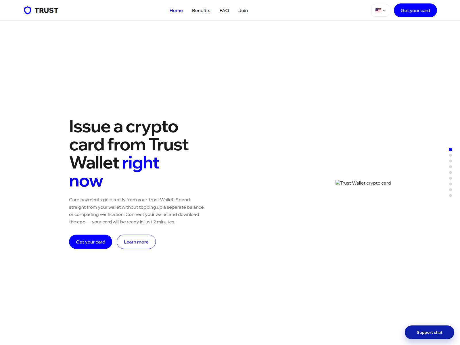 Screenshot of trustcardswallet.com