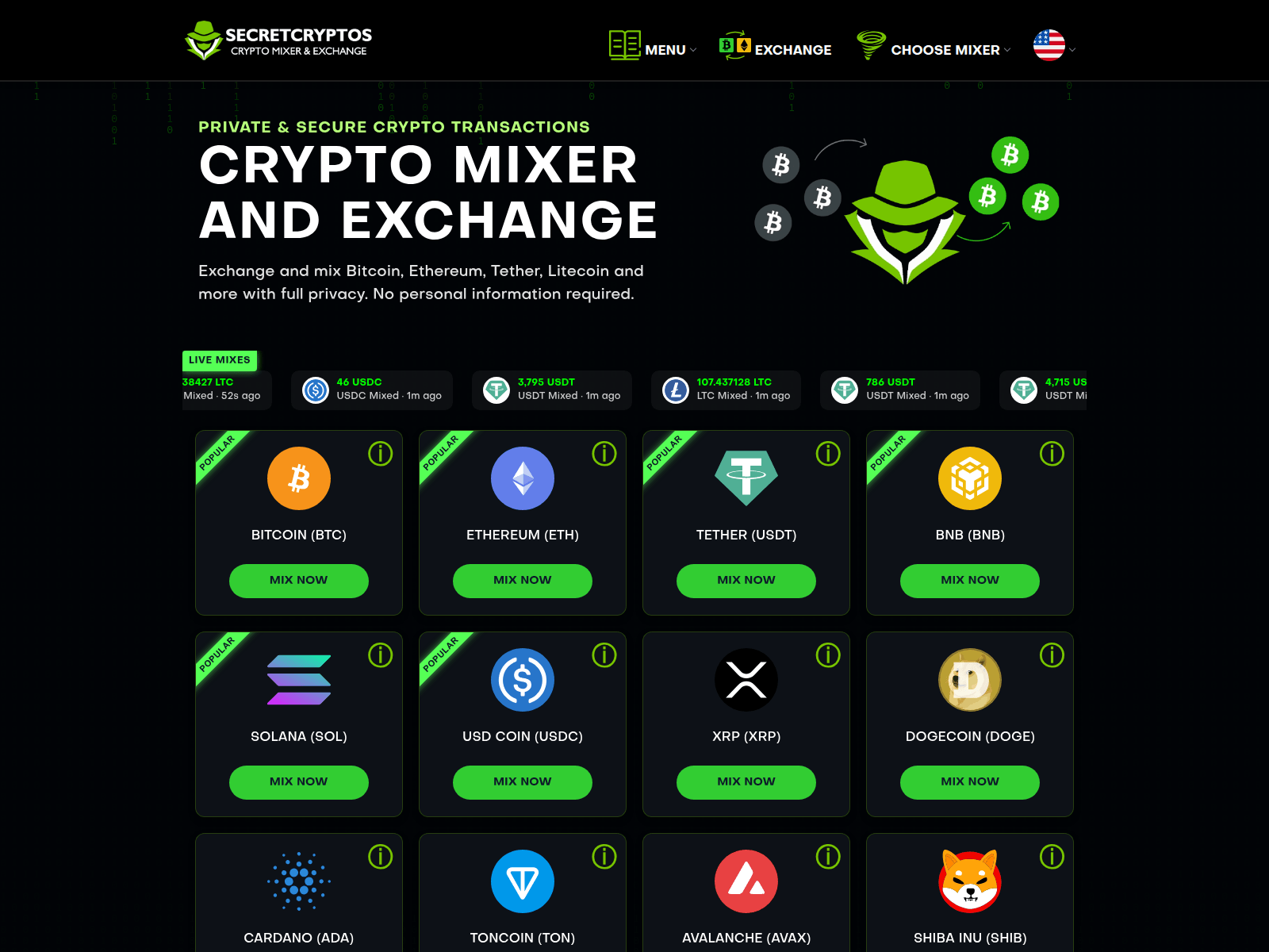 Screenshot of secretcryptos.com