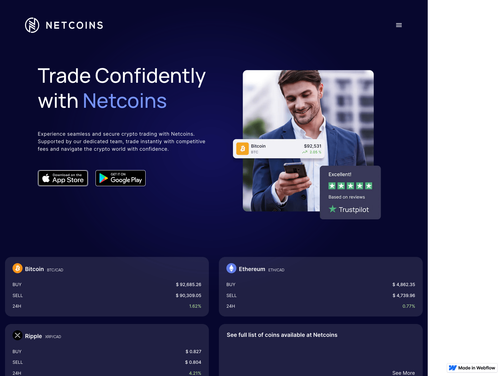 Screenshot of ca-netcoins-cdn-com-auth.webflow.io