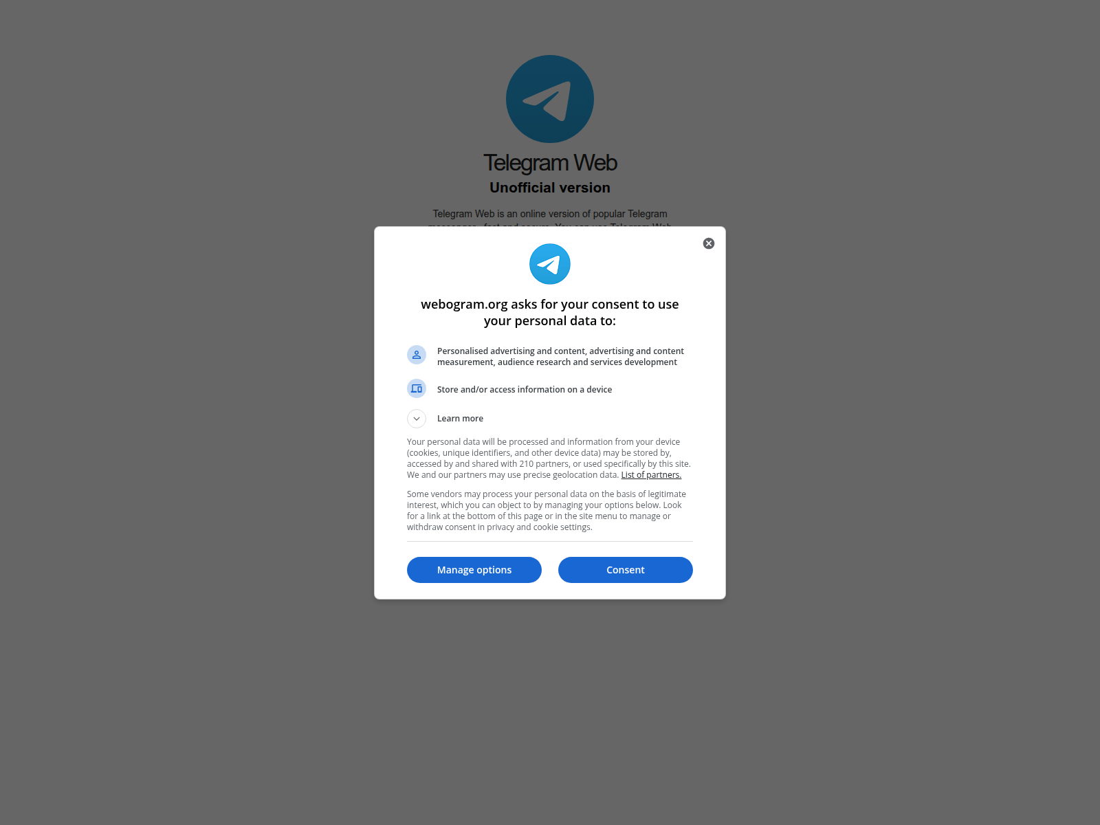 Screenshot of webogram.org