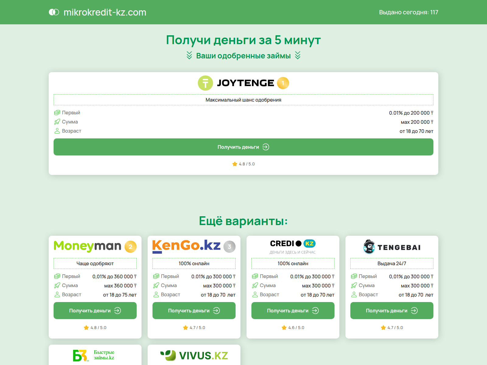 Screenshot of mikrokredit-kz.com