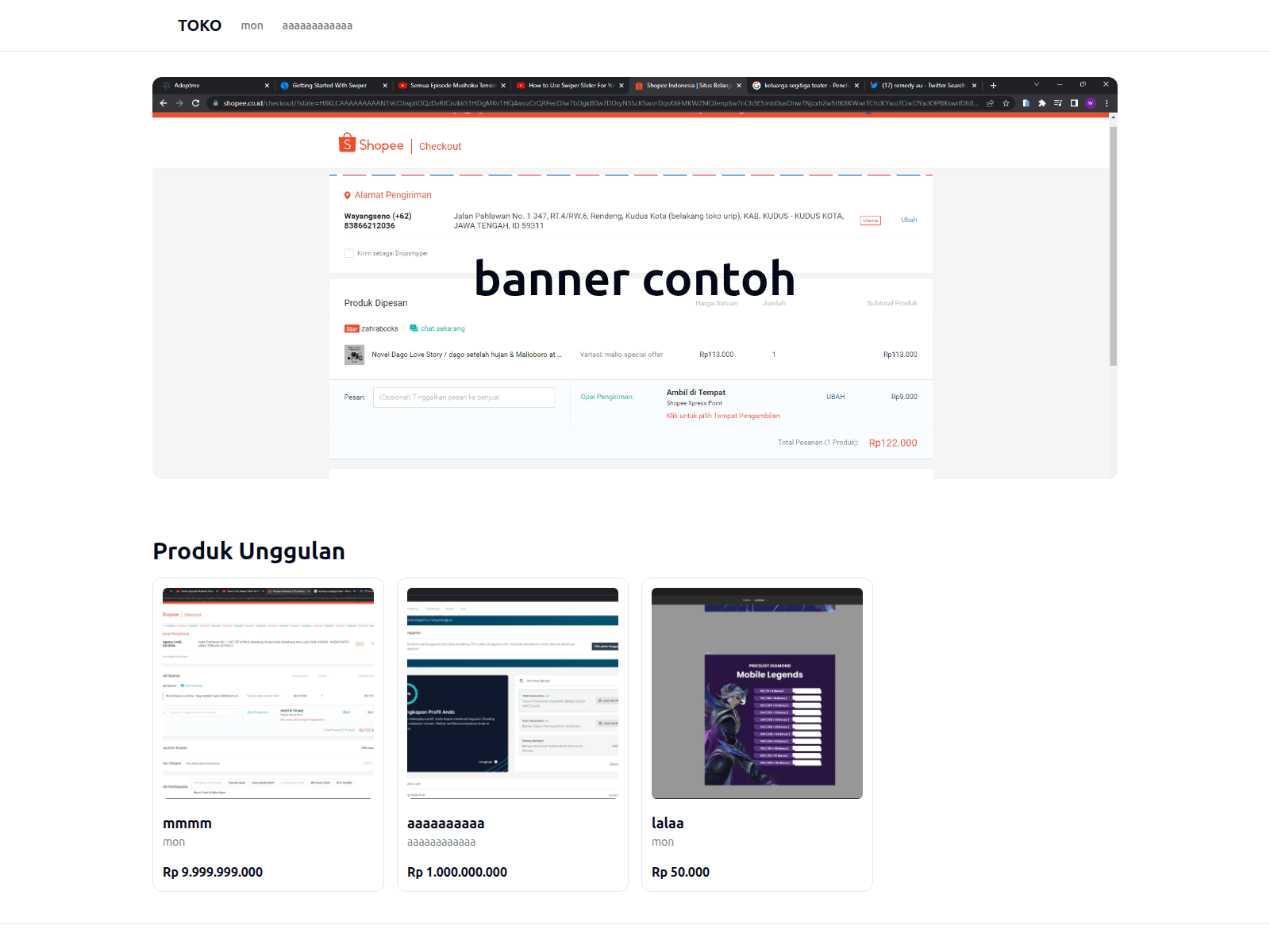 Screenshot of website-toko.vercel.app