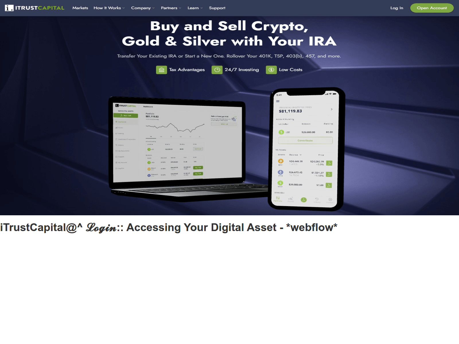 Screenshot of itrstcawptallogin.webflow.io