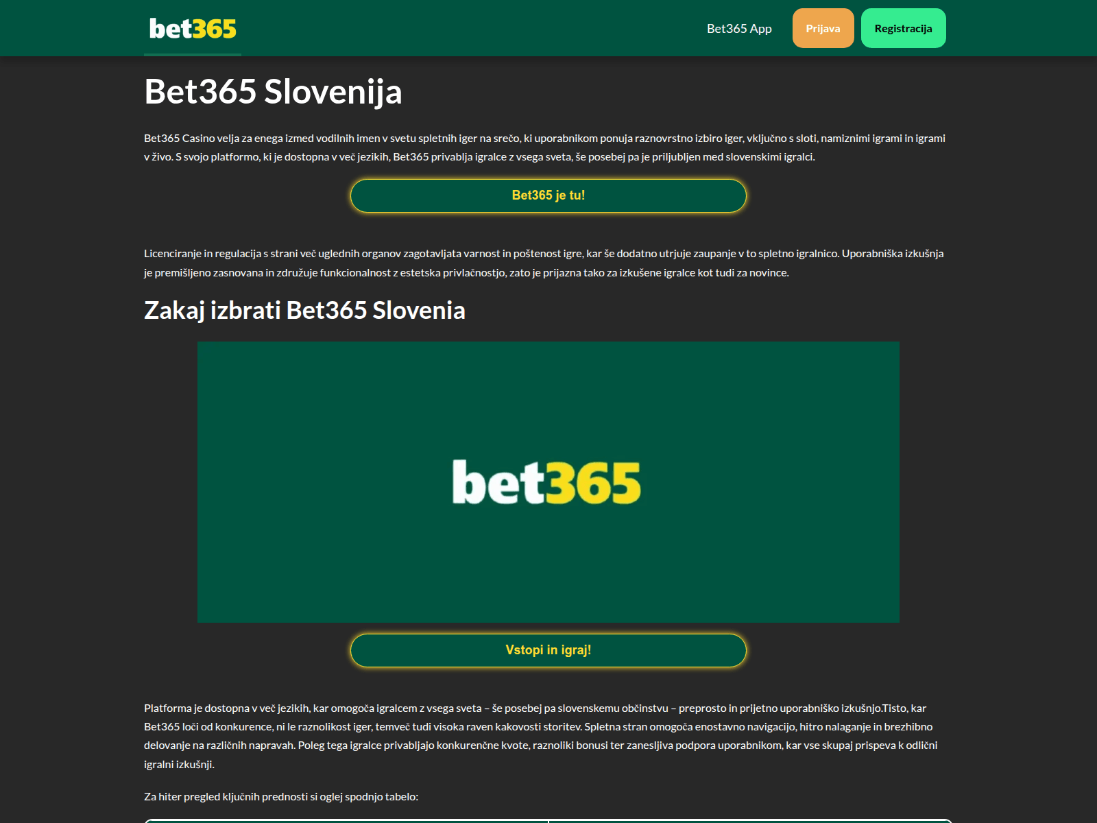 Screenshot of bet365casinoslovenia.com