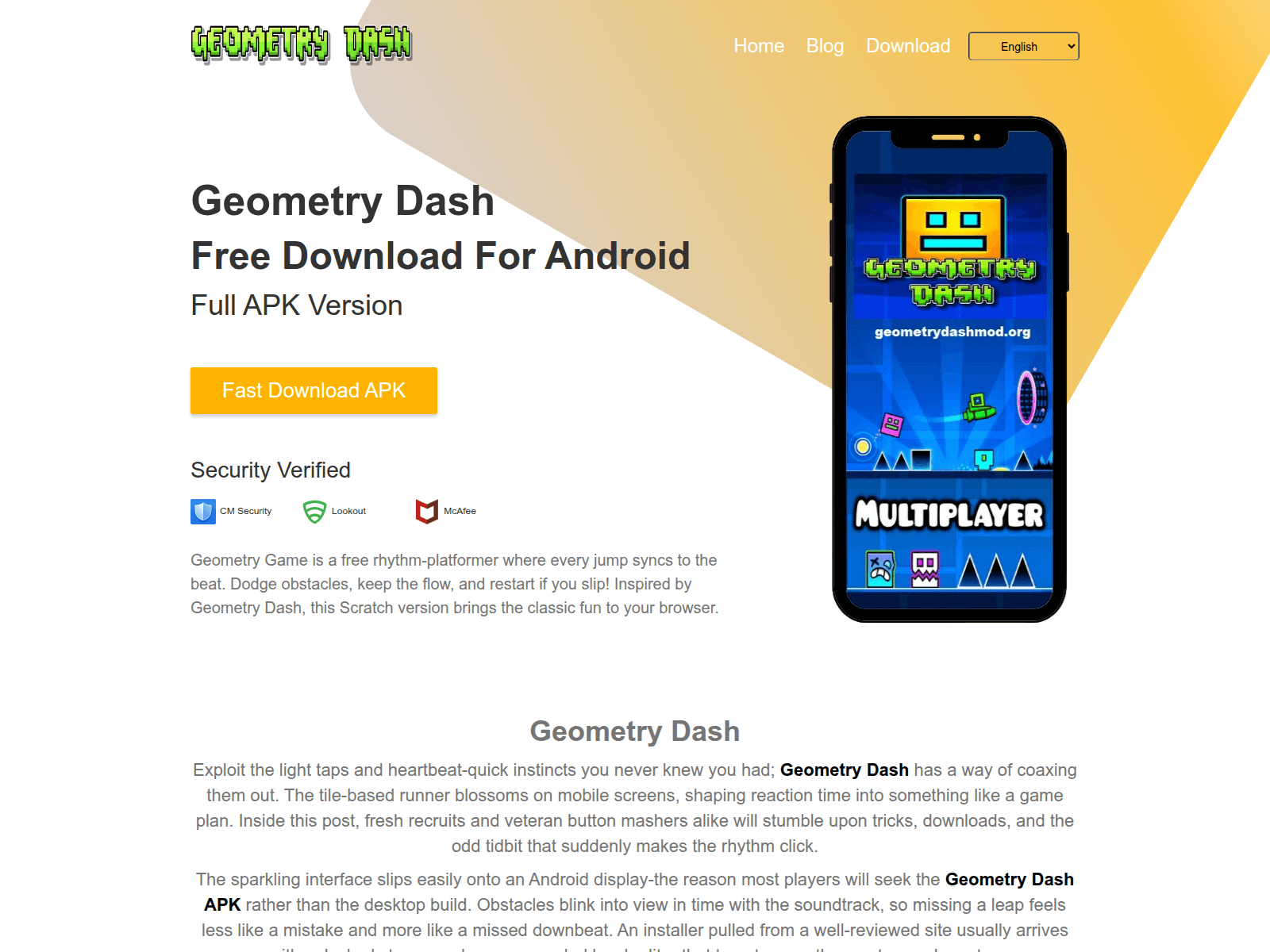 Screenshot of geometrydashmod.org