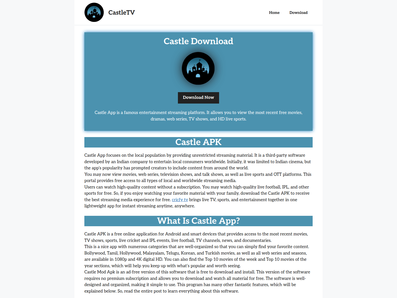 Screenshot of castletv.com.in