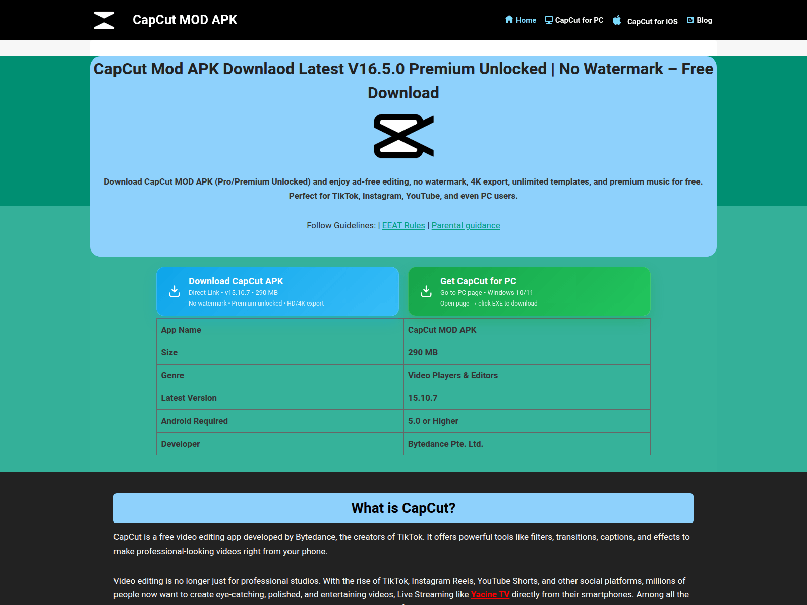 Screenshot of capcutmodapk.cfd