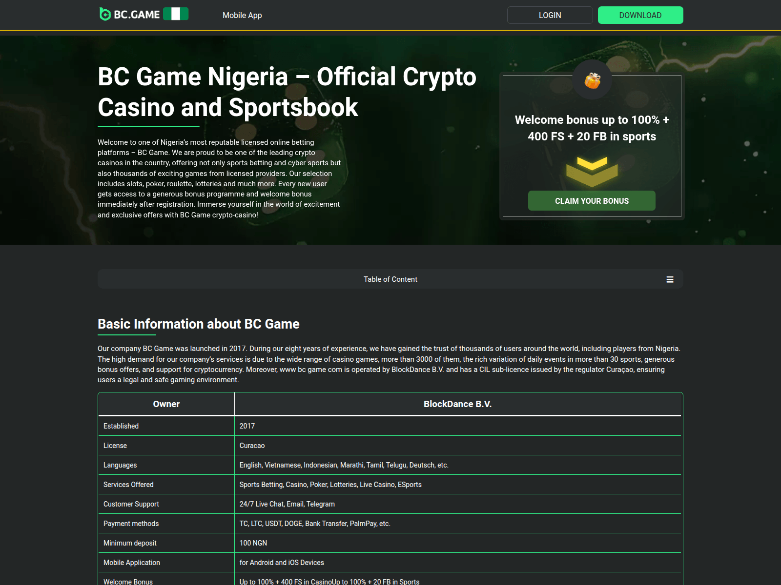 Screenshot of bcgame-nigeria.ng