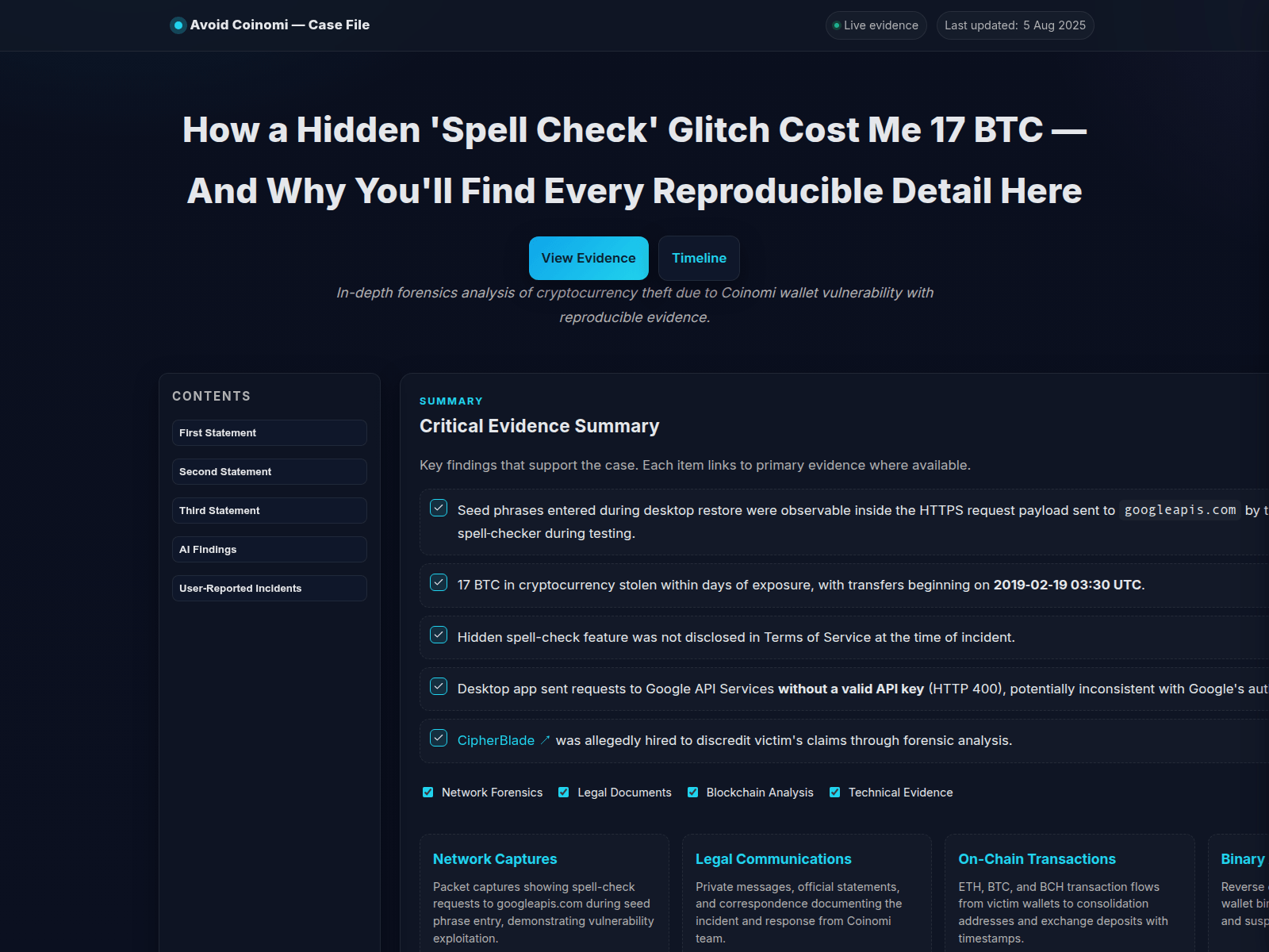 Screenshot of avoid-coinomi.com