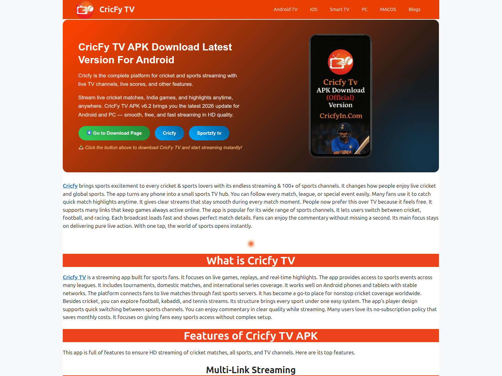 Screenshot of cricfy.co.com