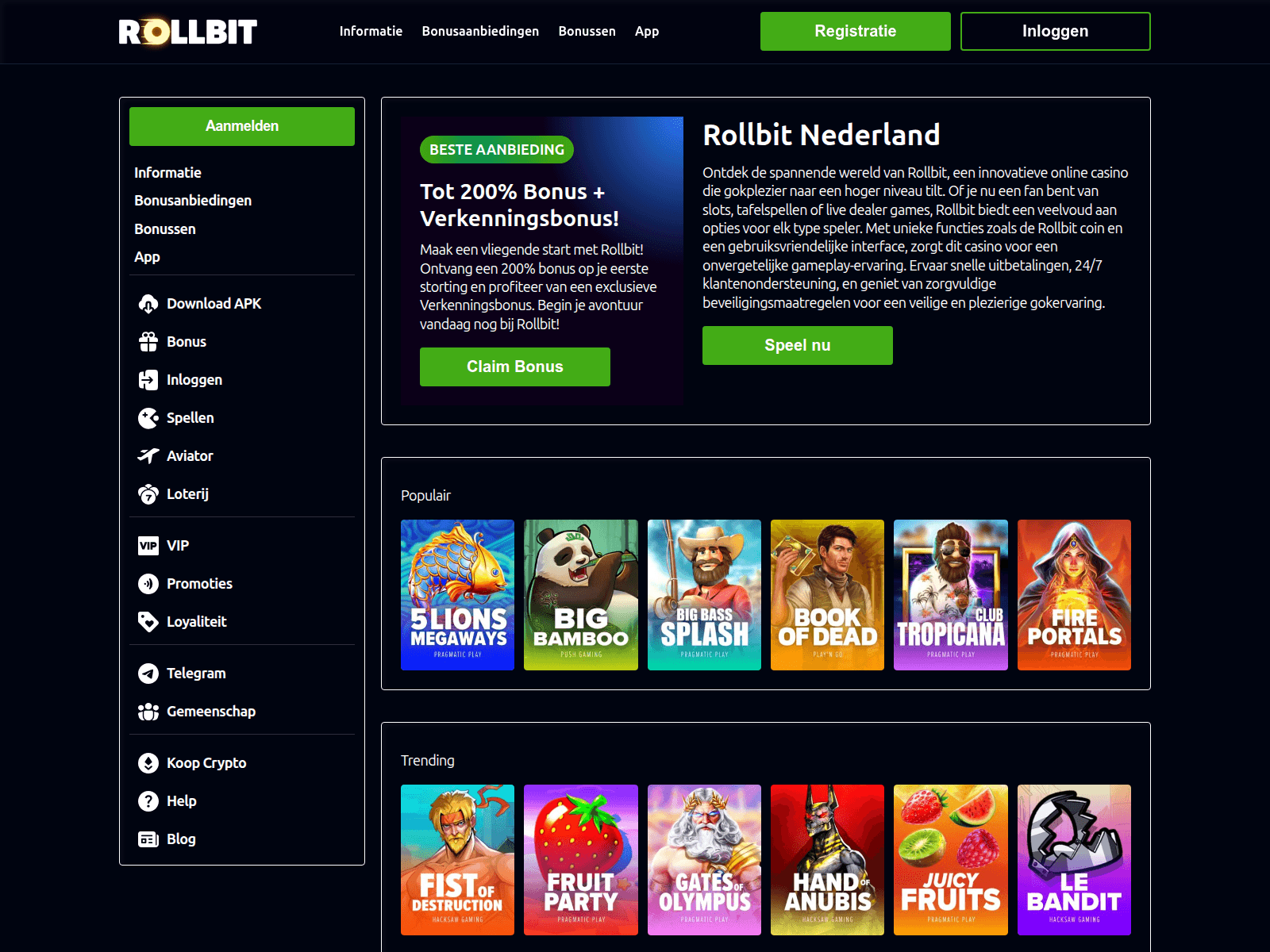 Screenshot of rollbitnederland.com