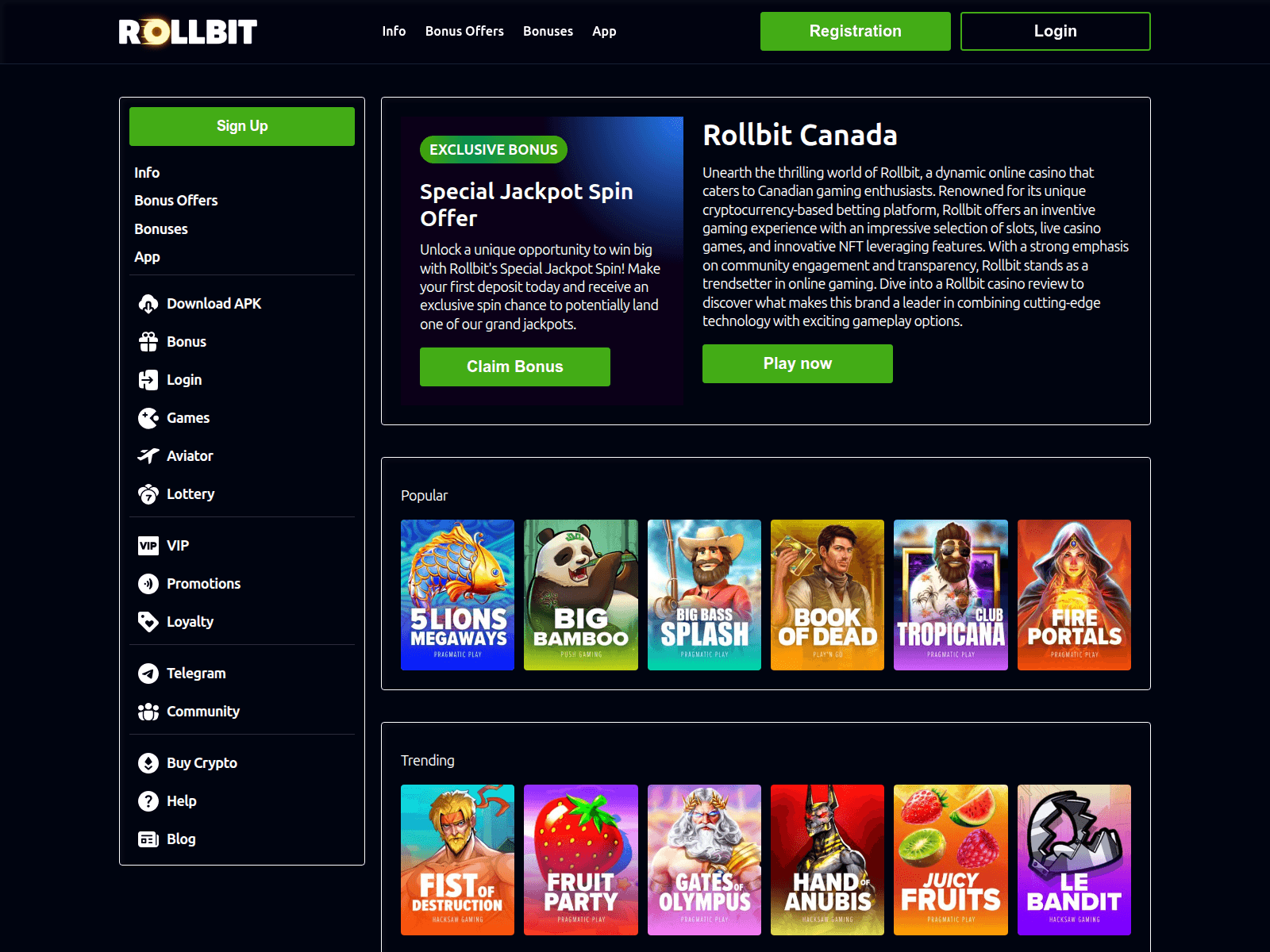 Screenshot of rollbitcanada.com