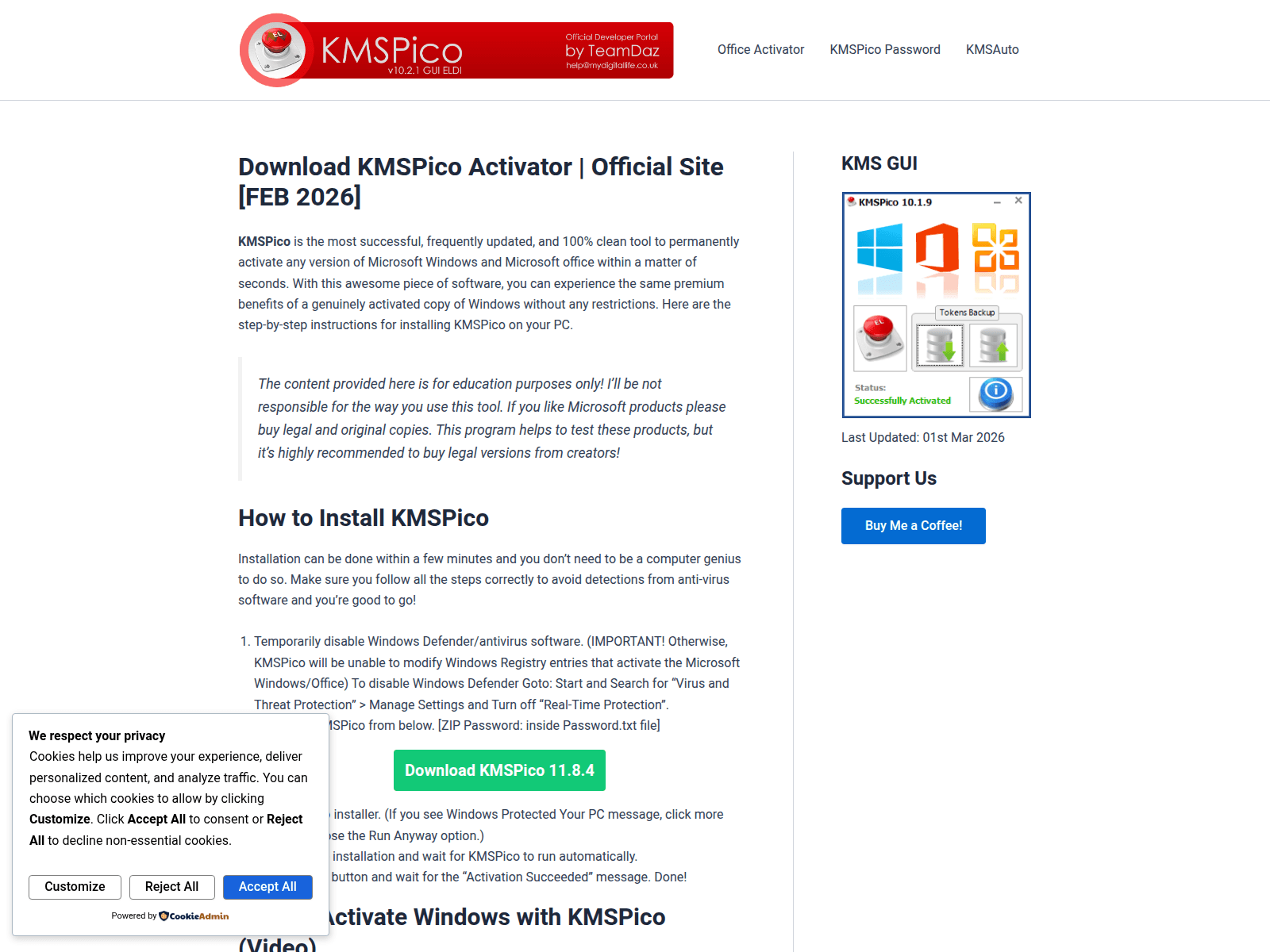 Screenshot of kmspicodl.com