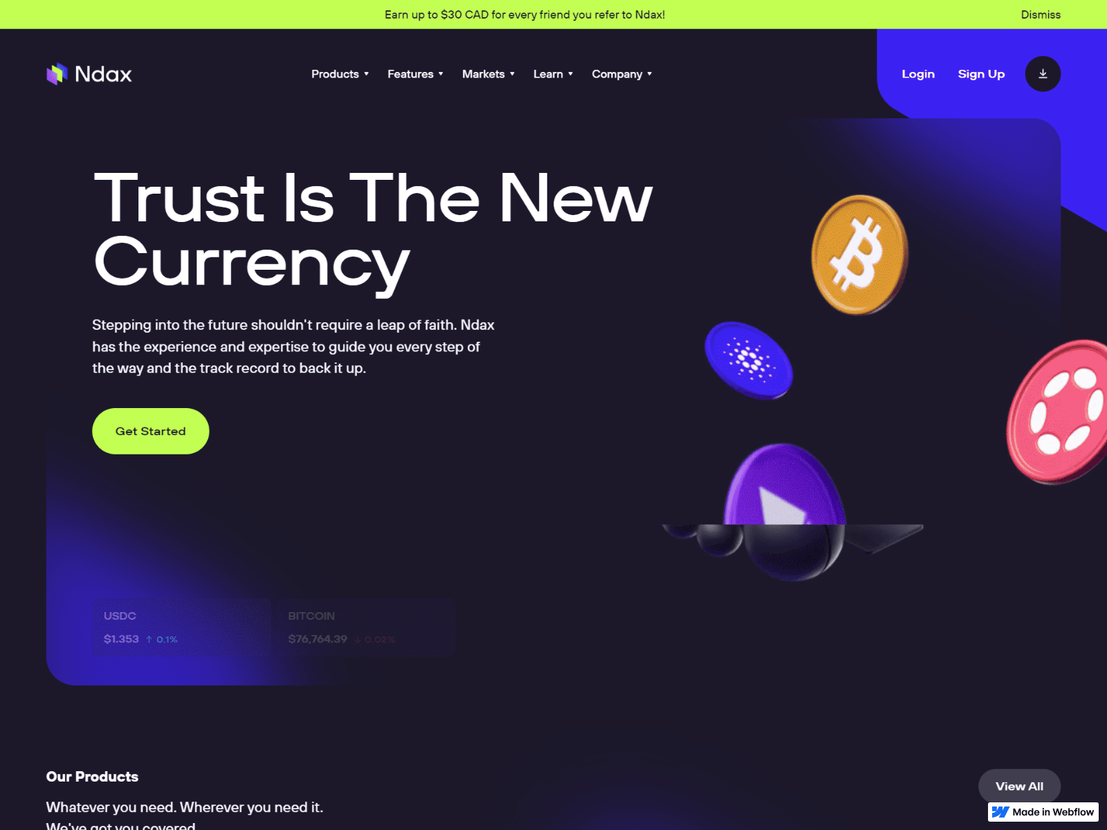 Forensic screenshot of portal--ndax--logii.webflow.io