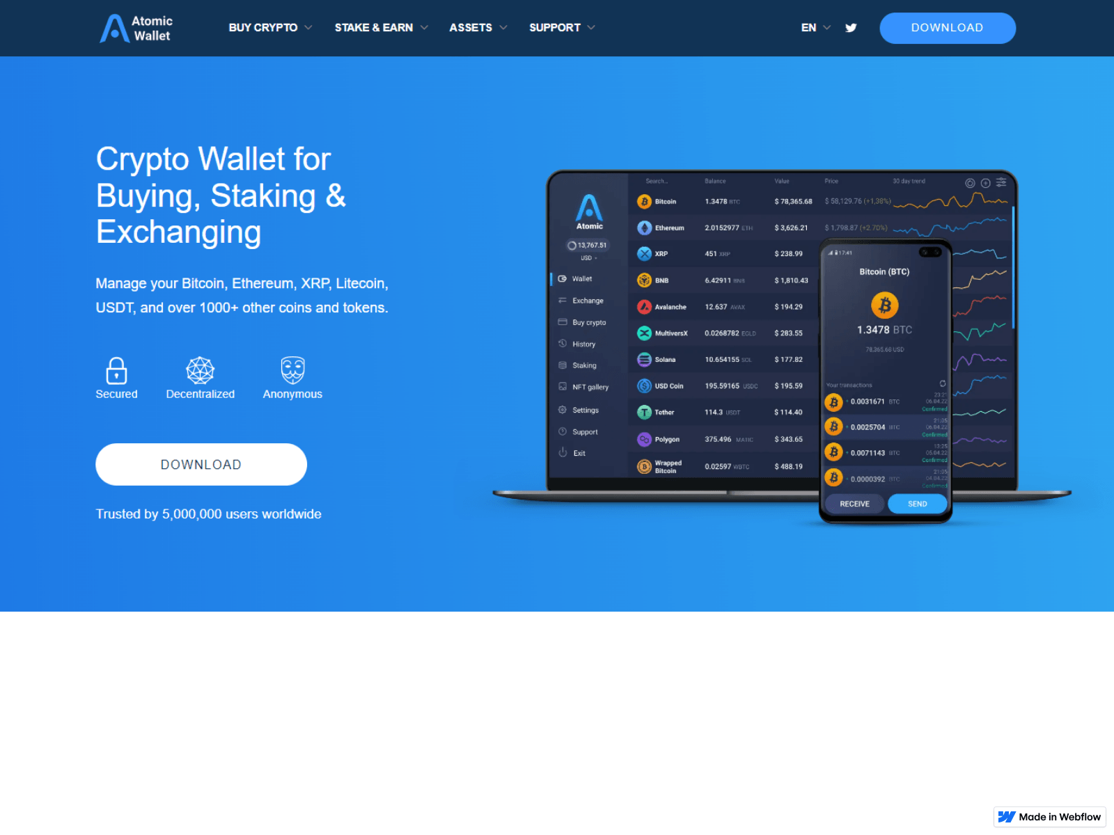 Forensic screenshot of wallethh--atomicc.webflow.io