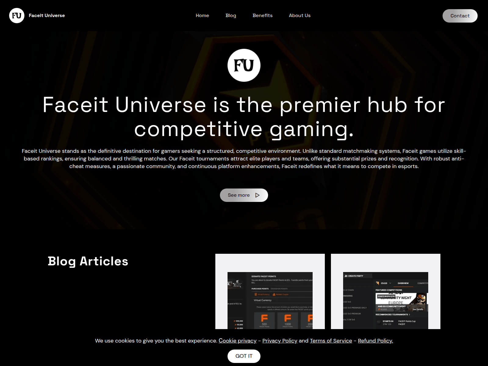 Screenshot of en.faceit-vex-arena.com