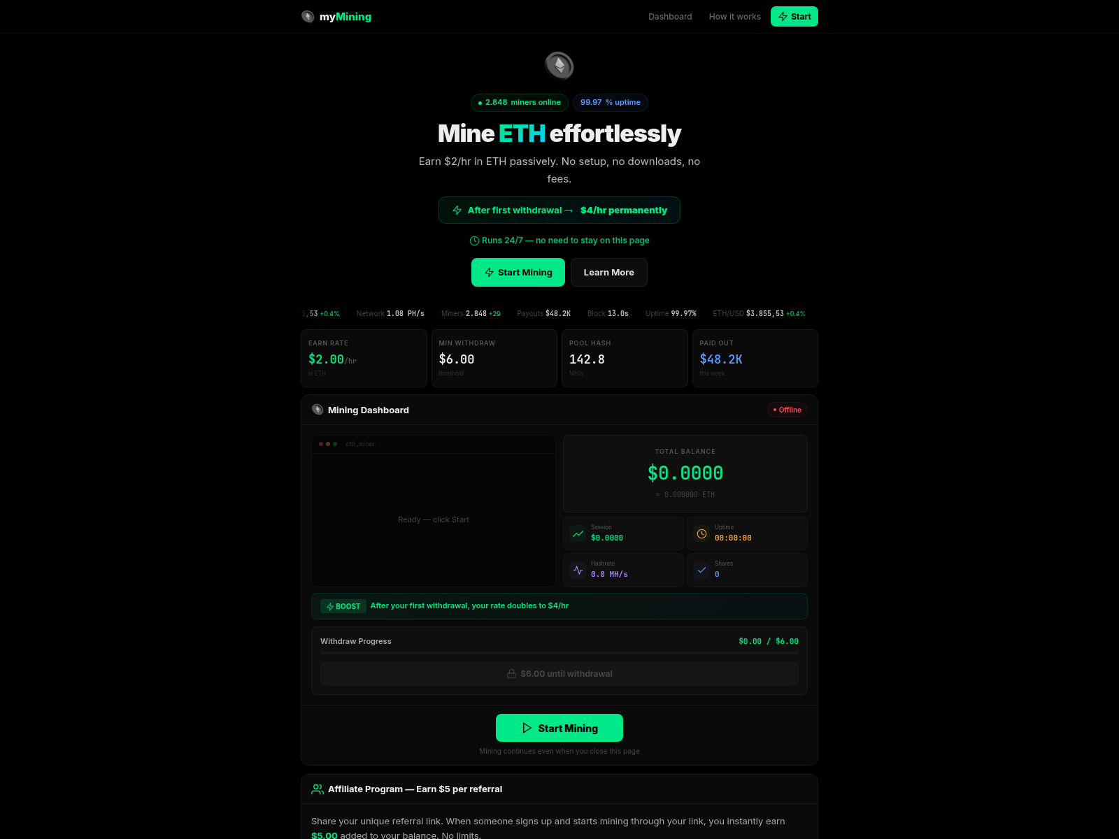 Forensic screenshot of mymining.live