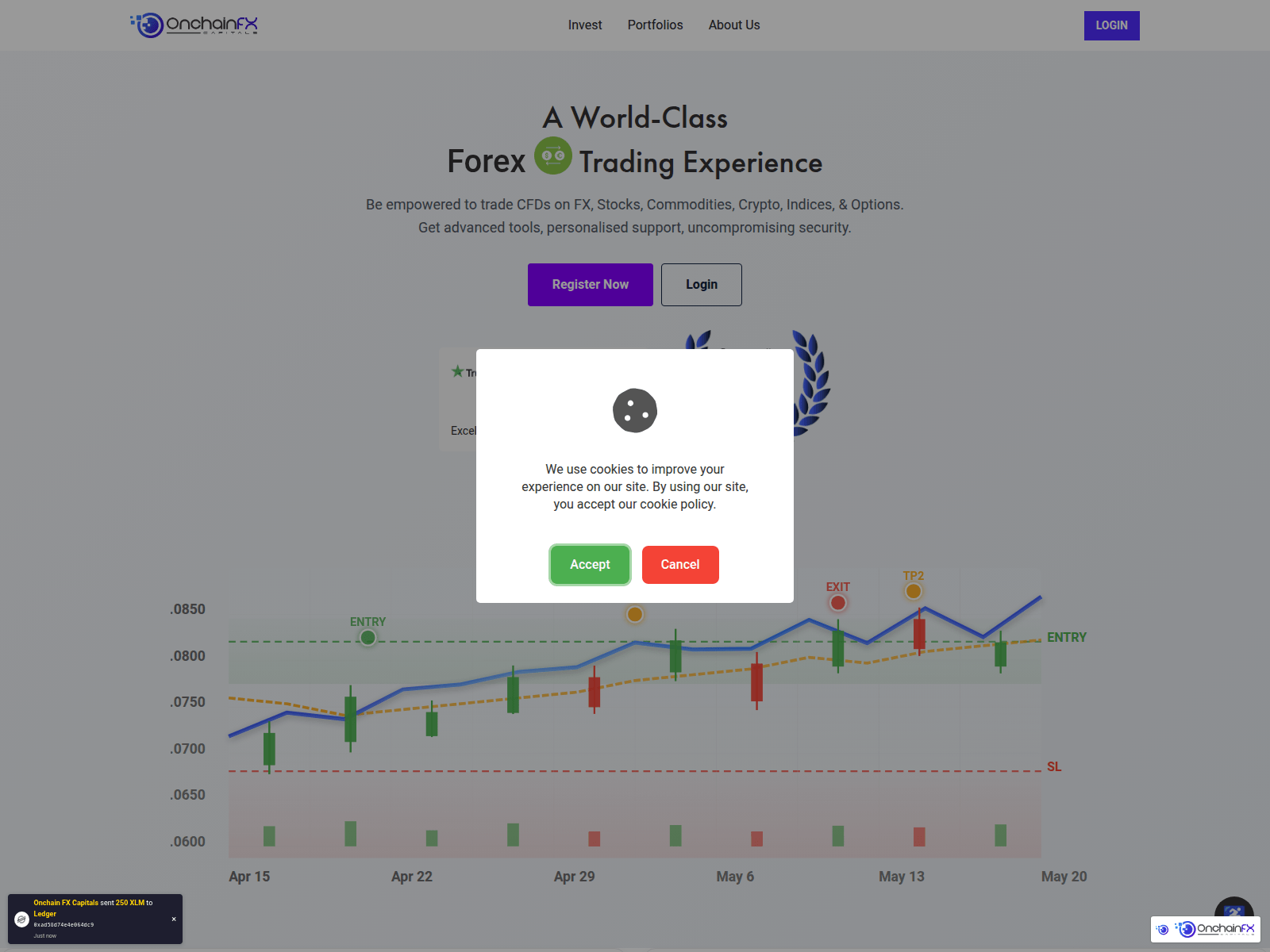 Forensic screenshot of onchainfxcapitals.com