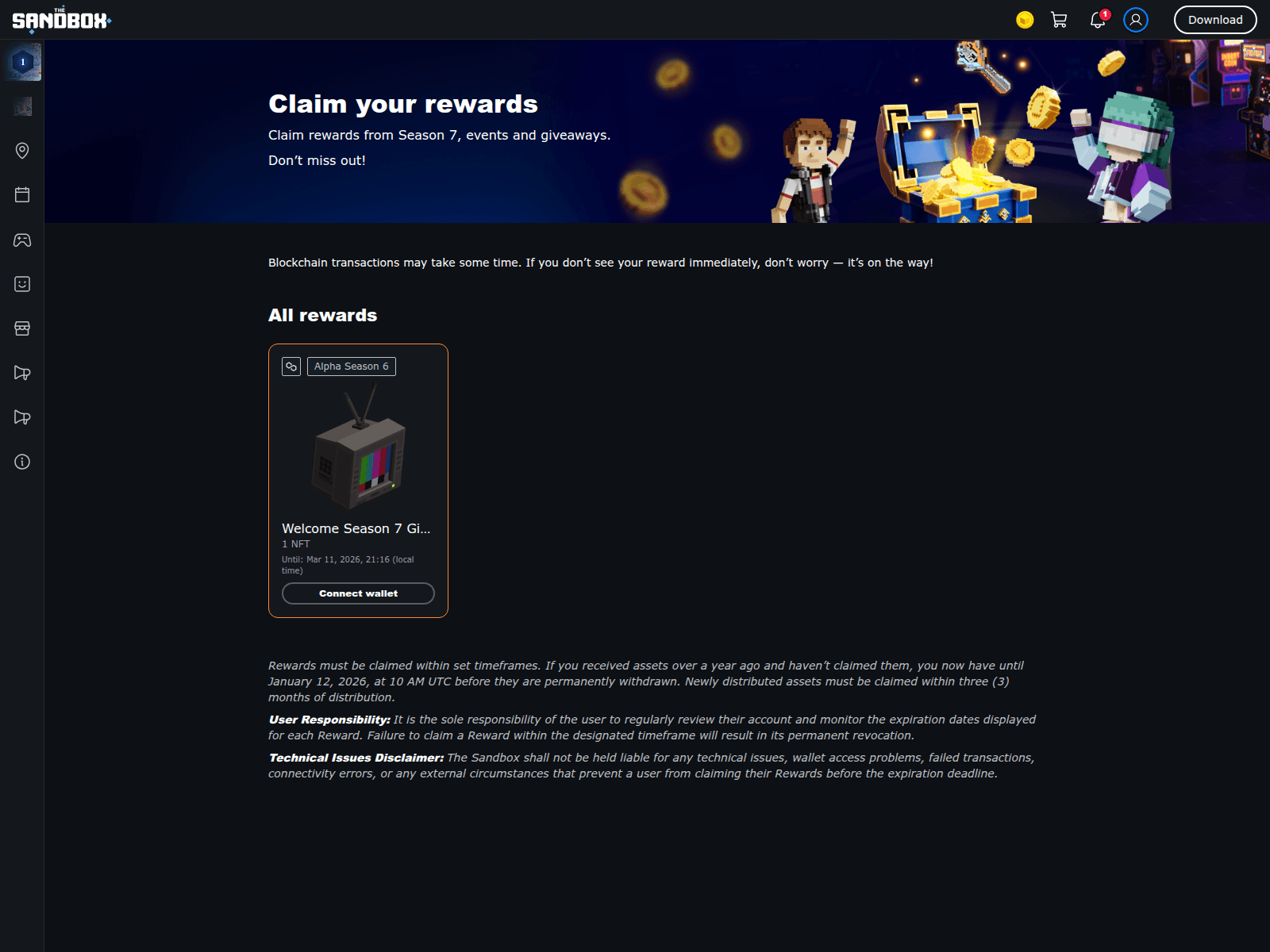 Screenshot of portal.thesandbox.network