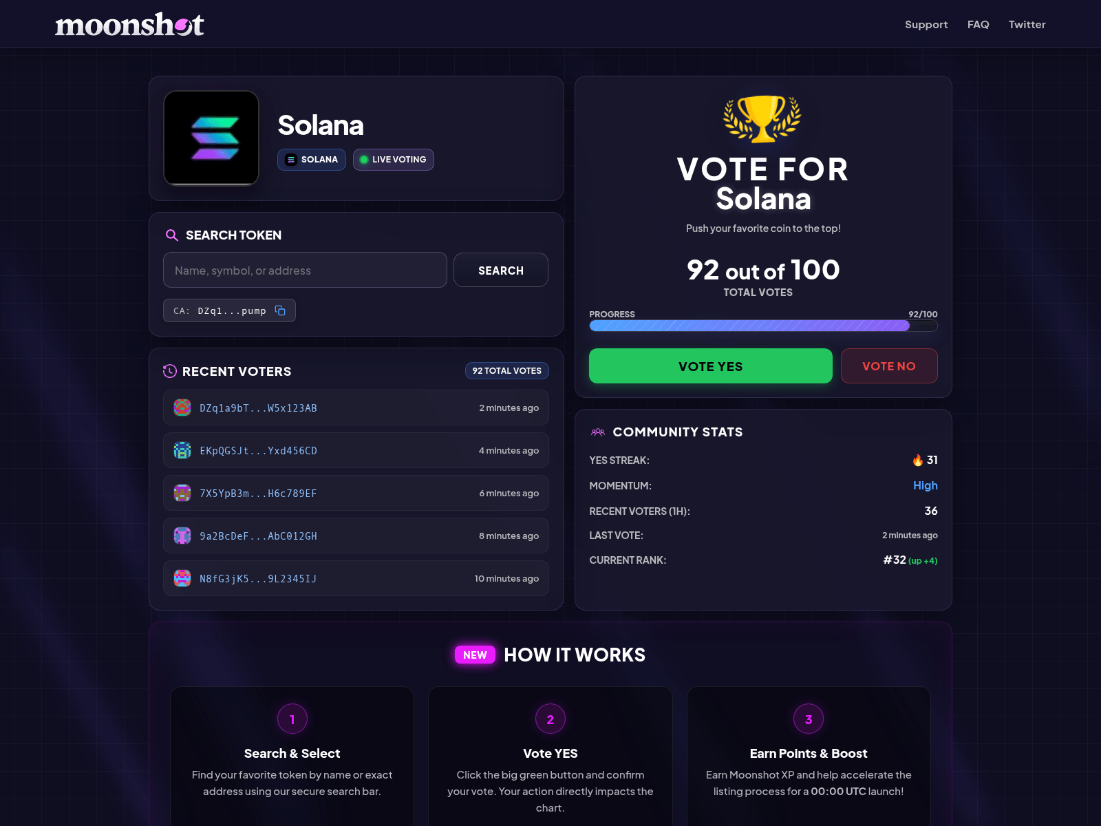 Forensic screenshot of app.moonshootvoting.xyz