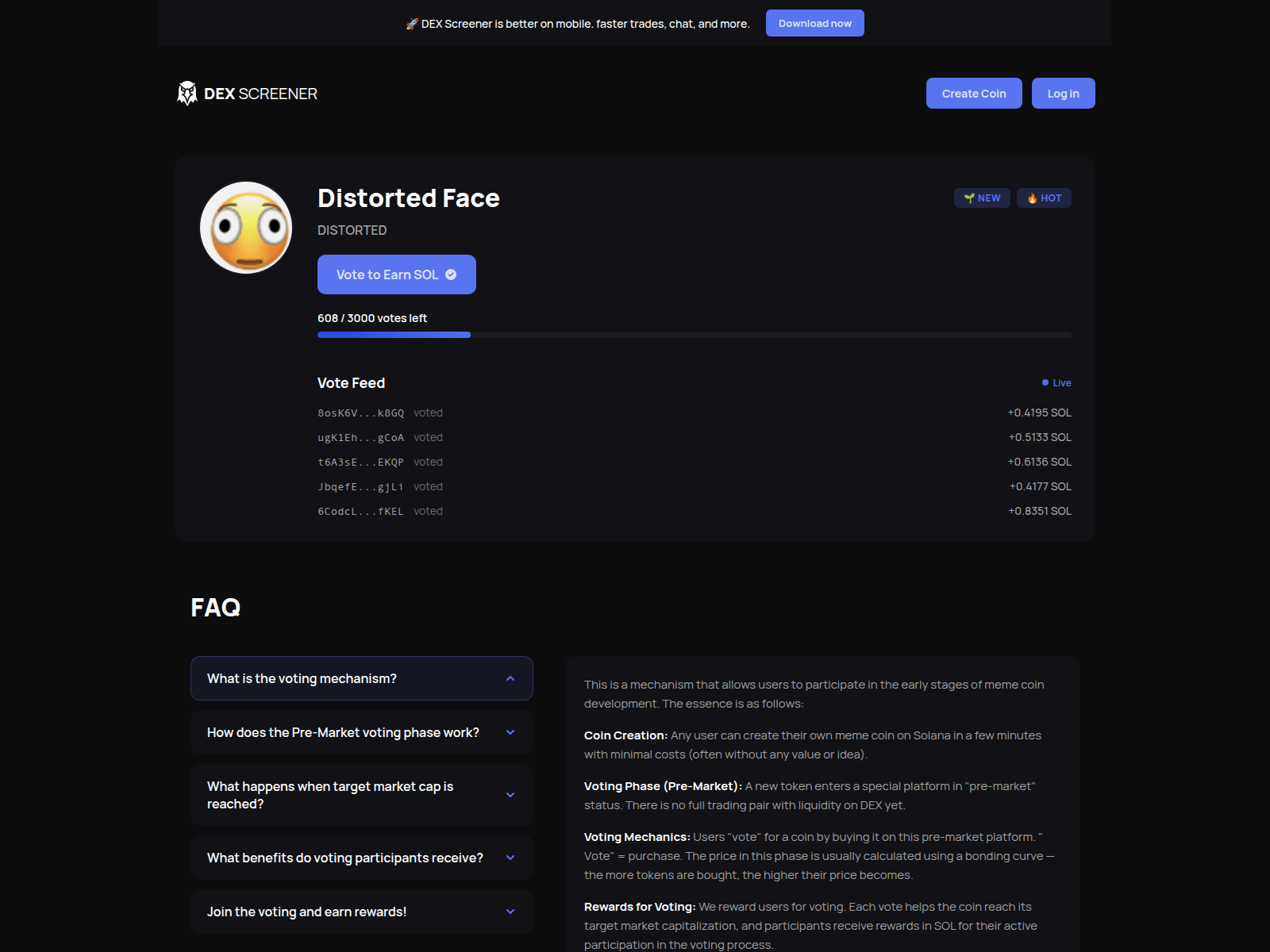 Screenshot of distortedcoin.run