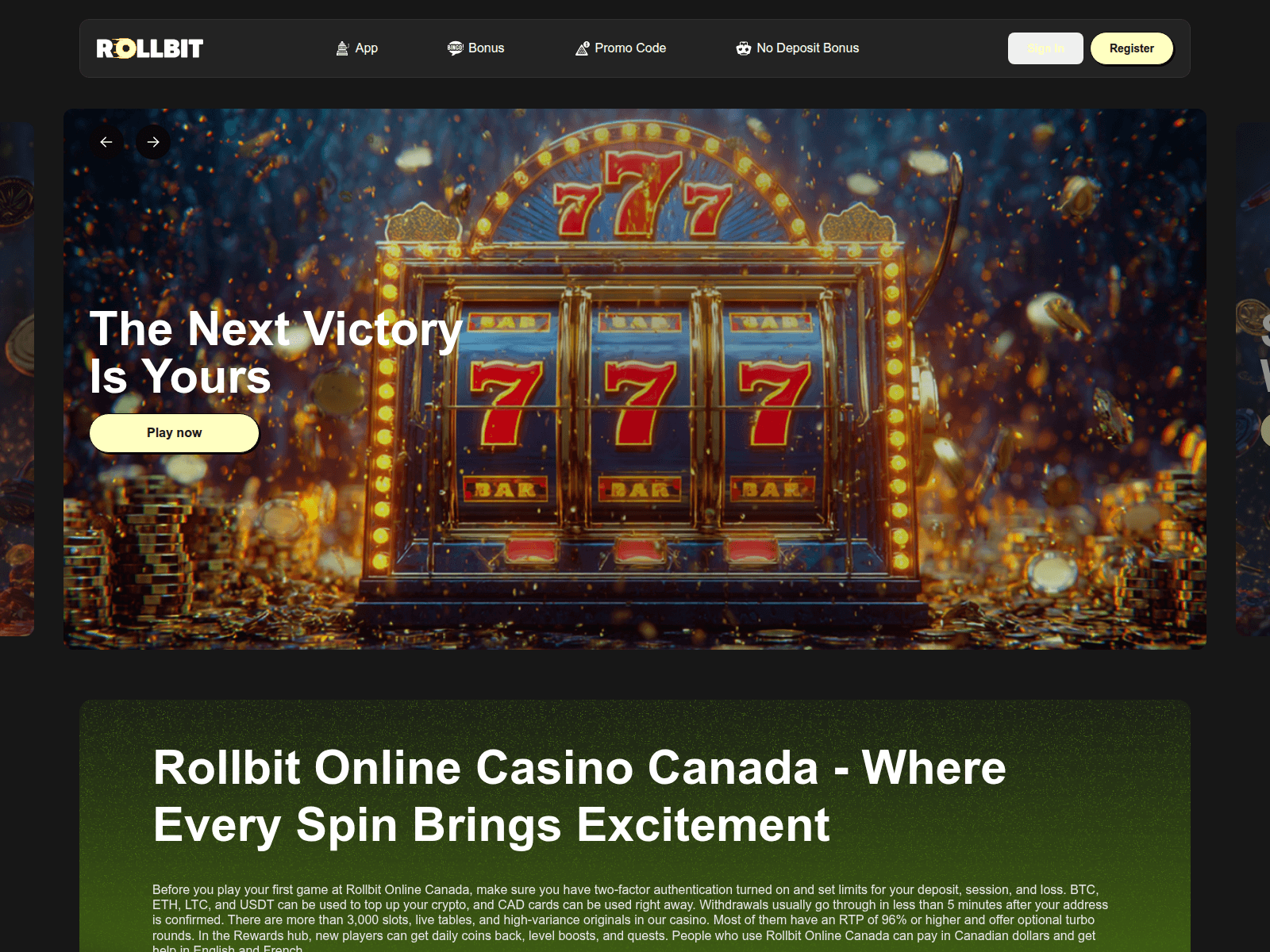Screenshot of rollbitcasino-ca.com
