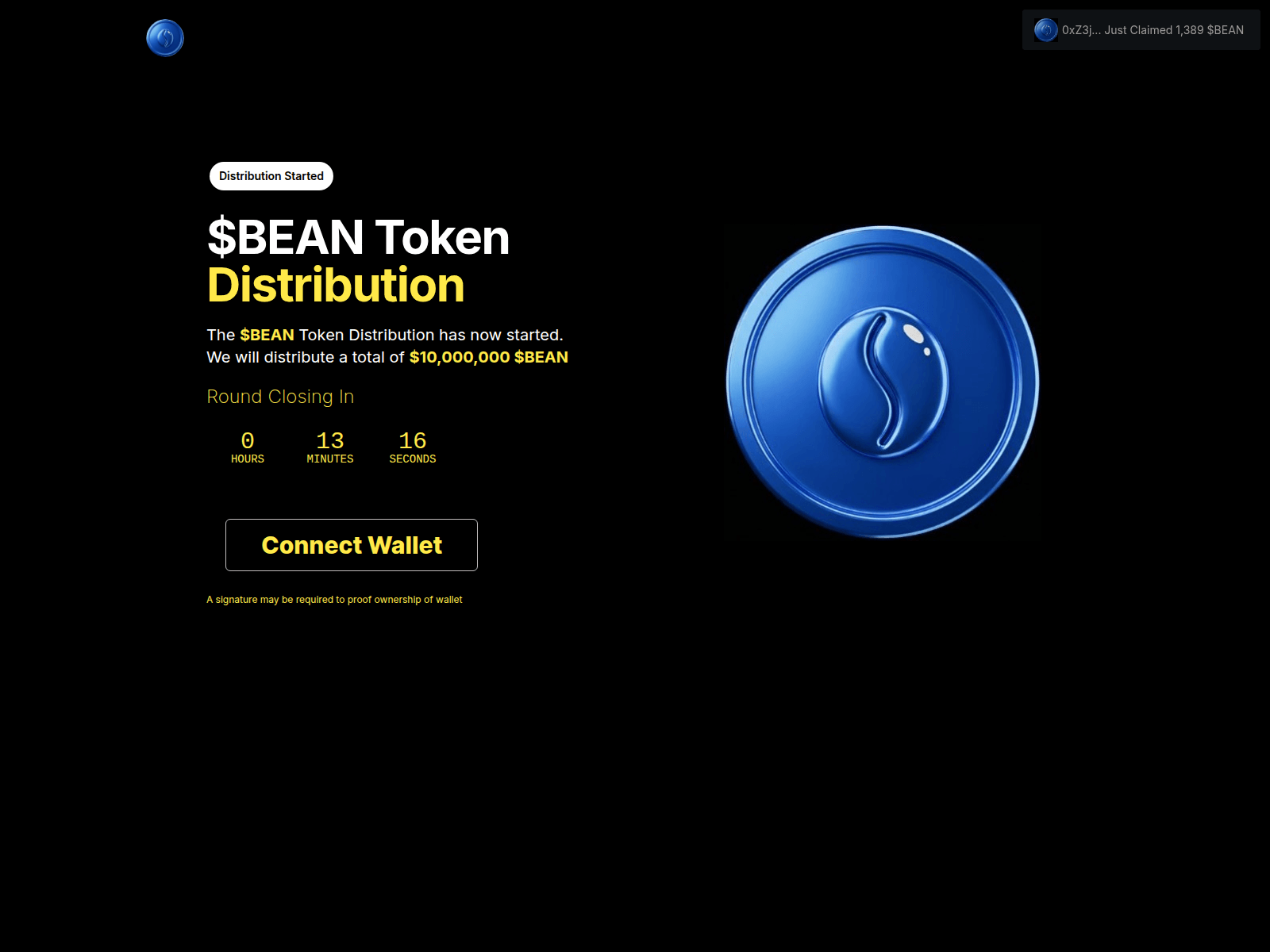Screenshot of bean-rewards.xyz