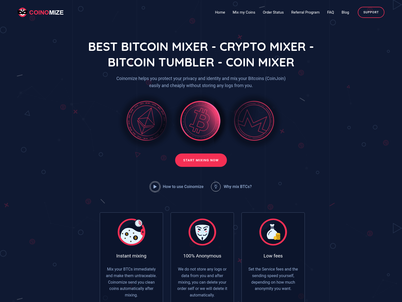 Screenshot of coinomize.info