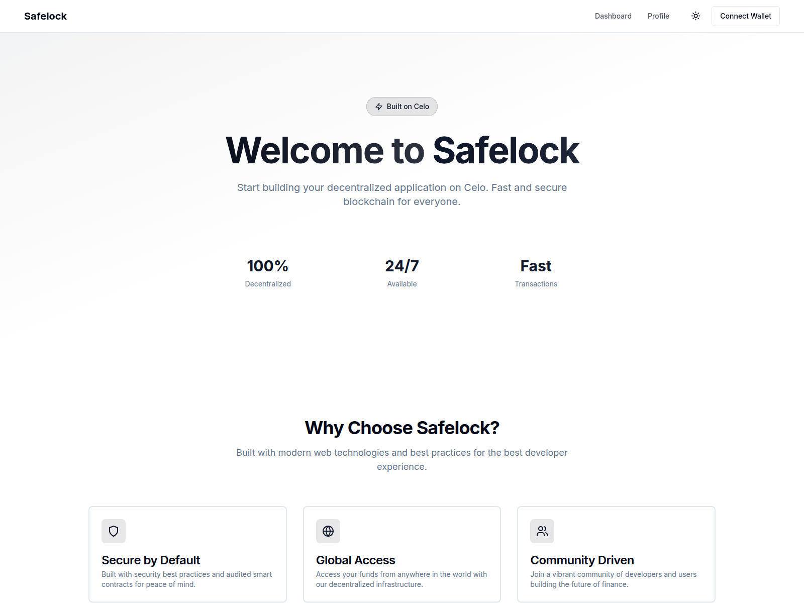 Screenshot of safelock-web.vercel.app