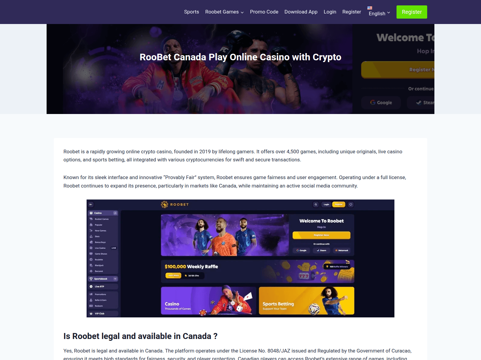 Screenshot of roobetcanada.com