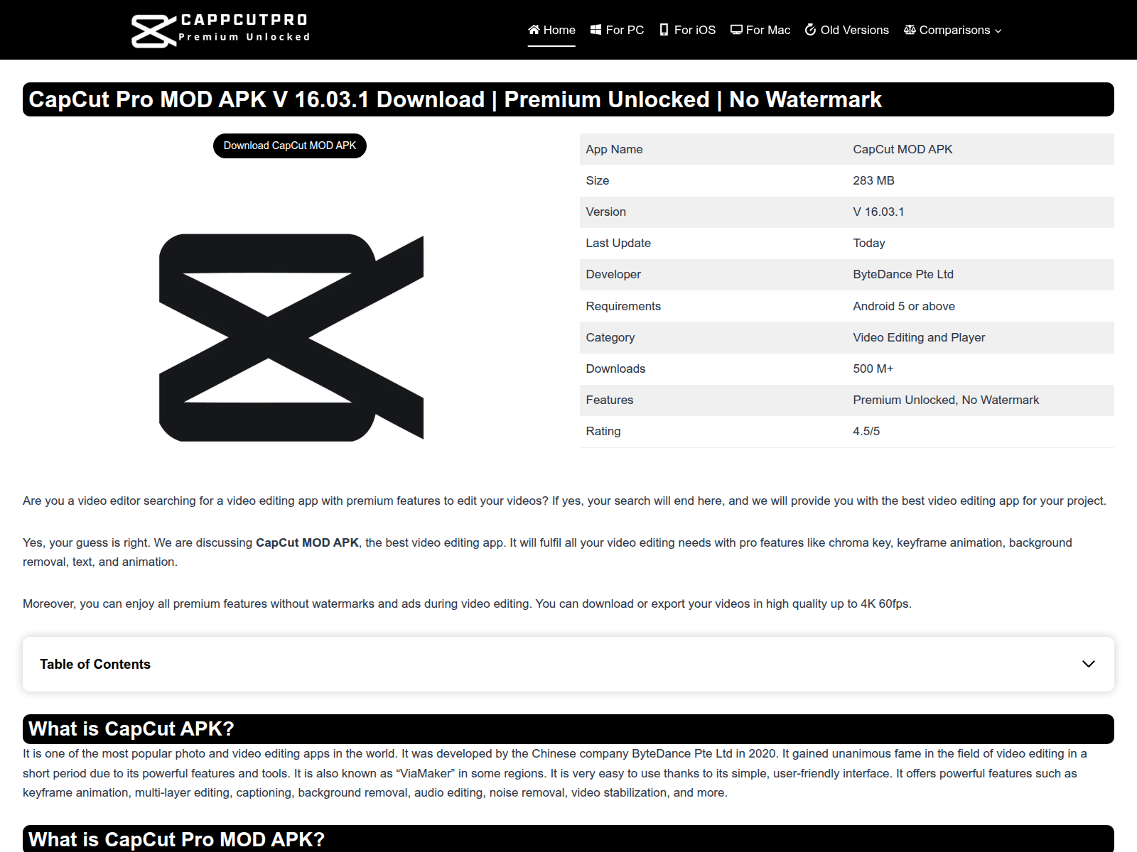 Screenshot of cappcutpro.com