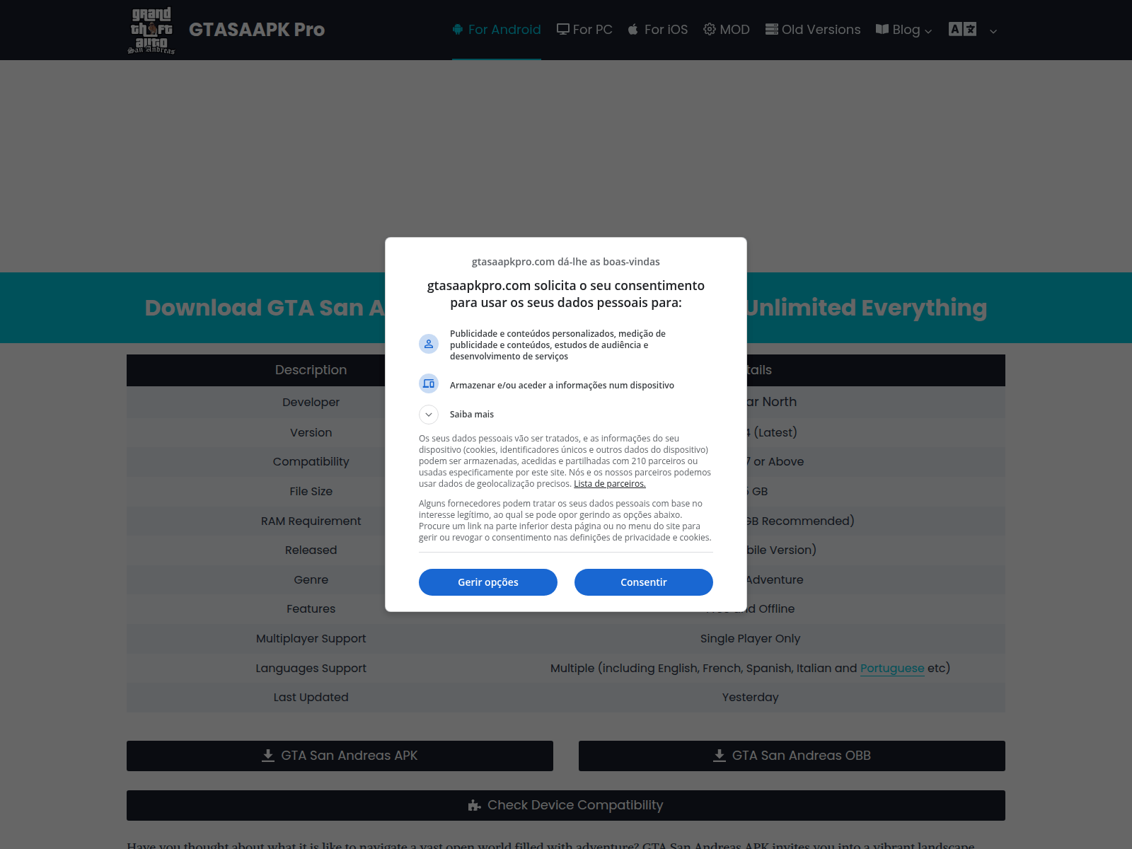 Screenshot of gtasaapkpro.com