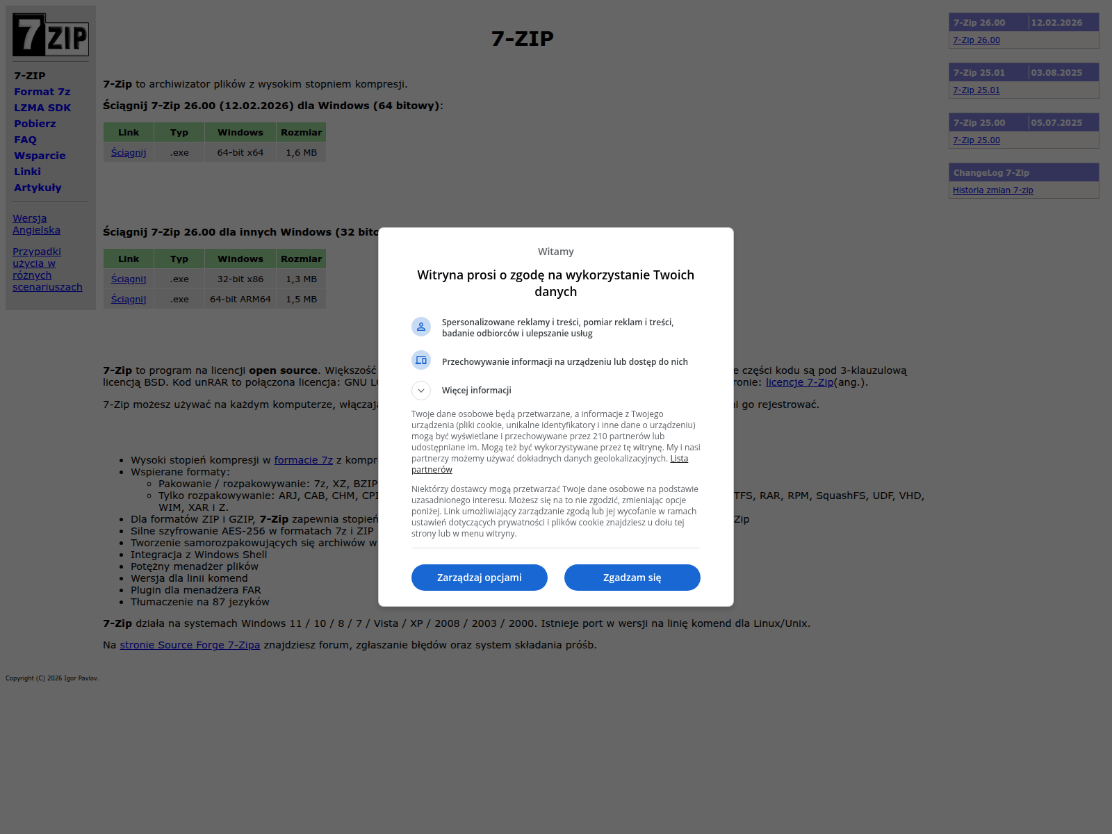 Screenshot of 7-zip.org.pl