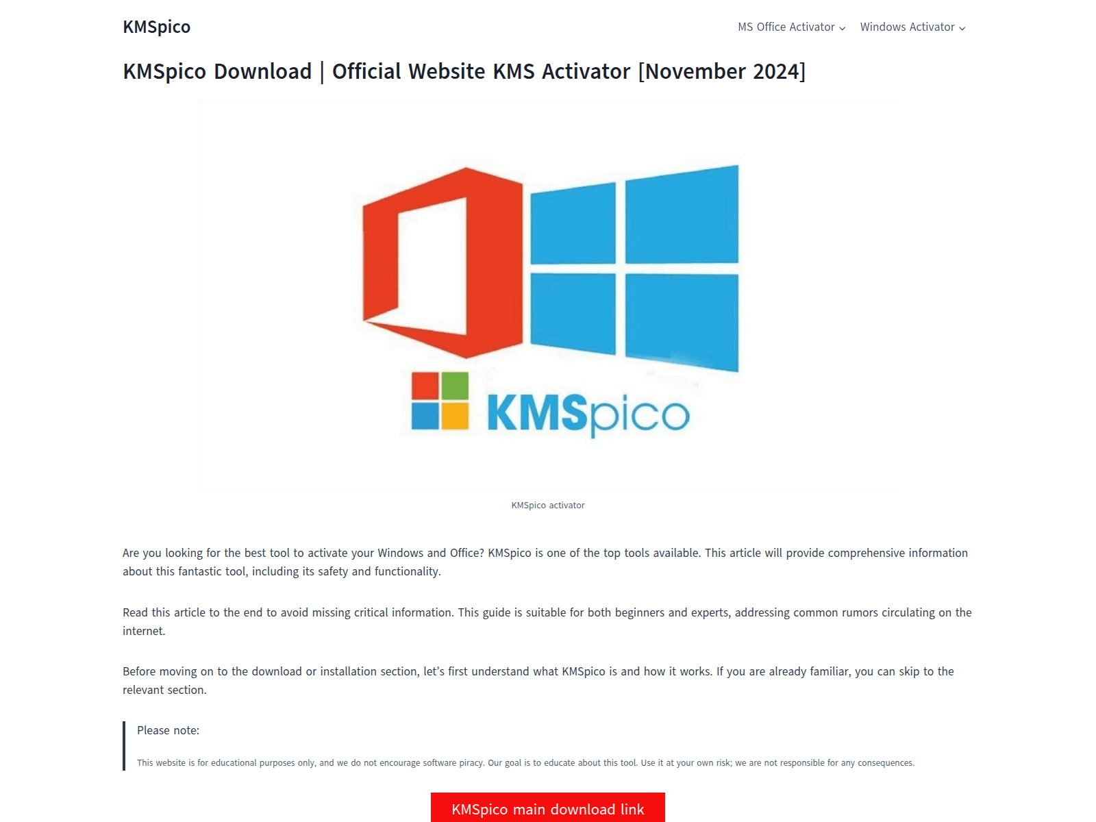 Screenshot of kmspico-official.org