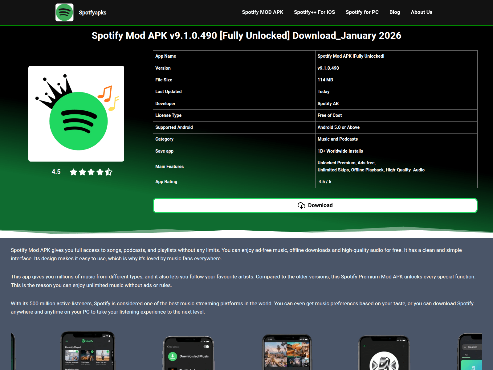 Screenshot of spotfyapks.com