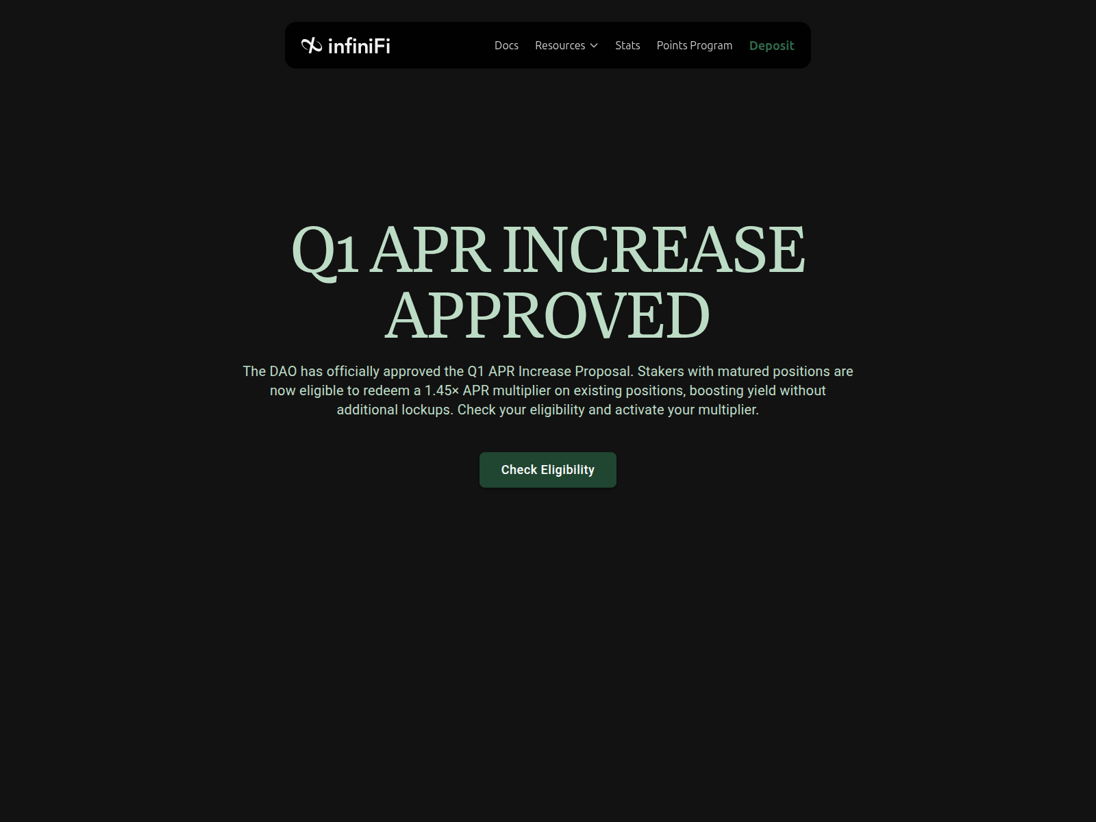Screenshot of app-infinifi.xyz