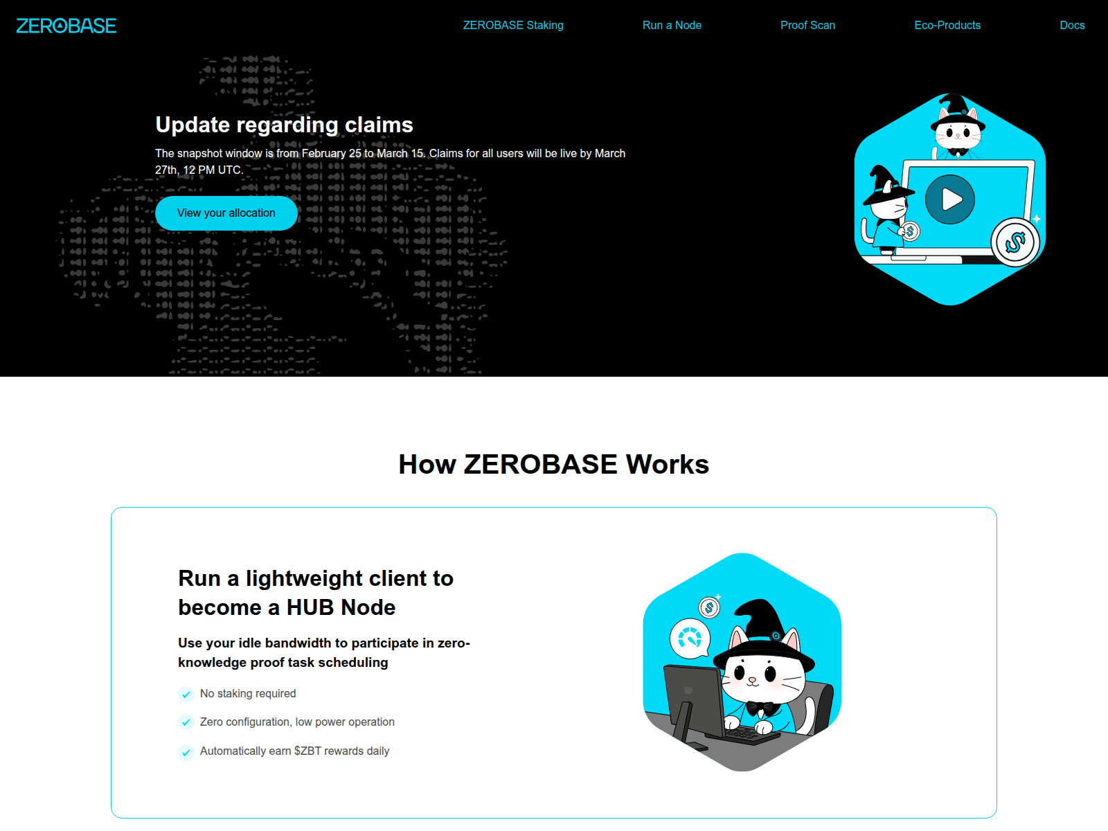 Screenshot of dashboard-zerobase.xyz
