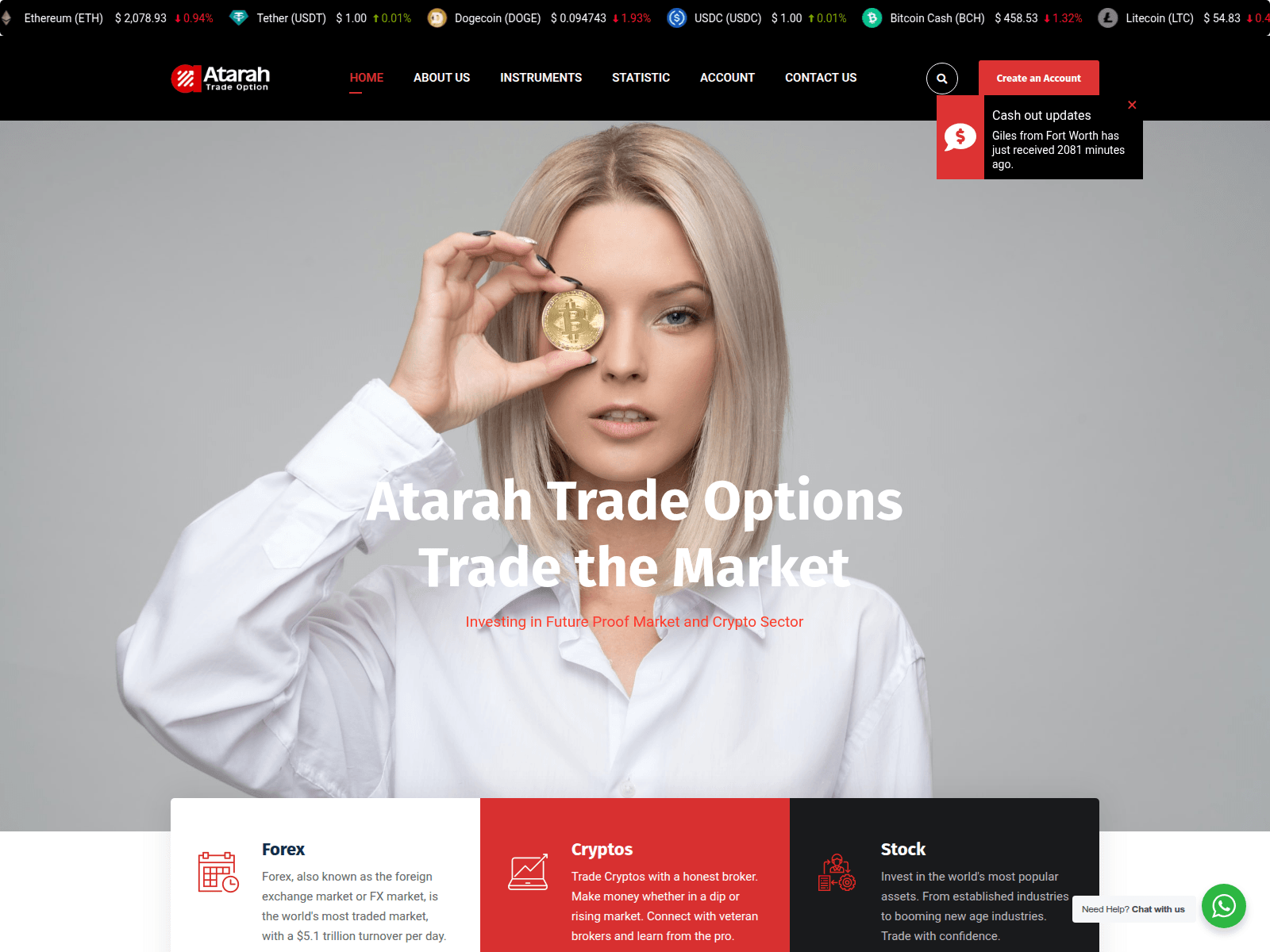 Screenshot of atarahtradesoption.com