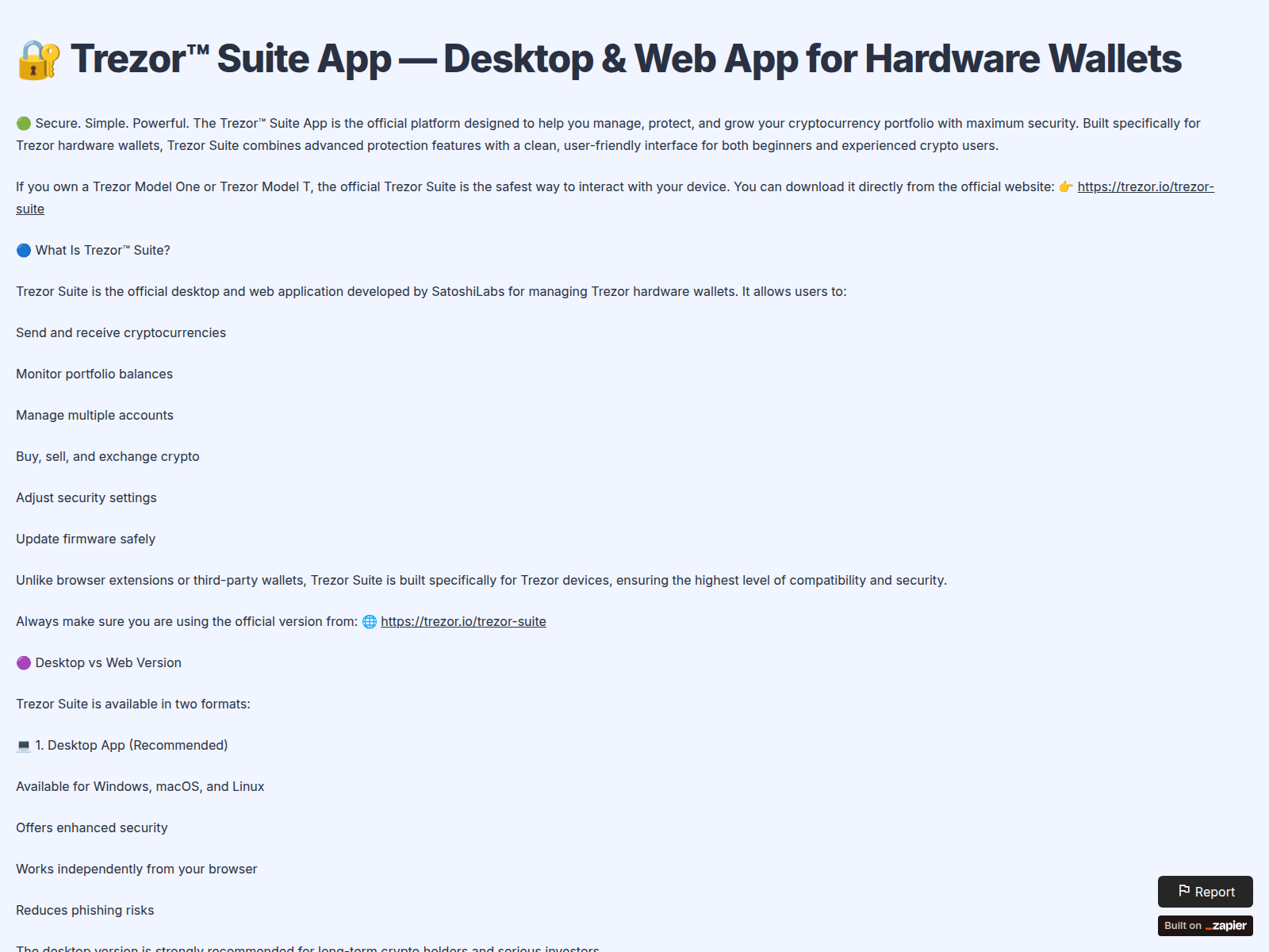 Screenshot of apptreezosuite.zapier.app