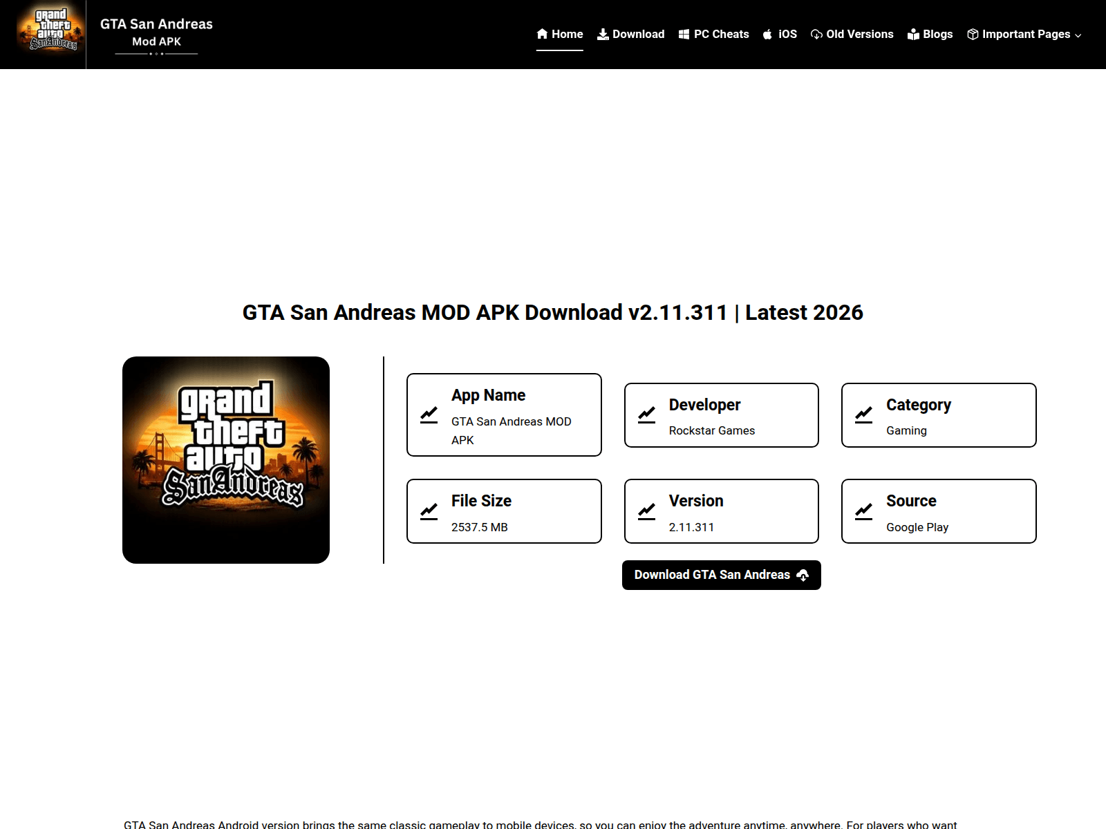 Screenshot of gtasanandreas-apk.com