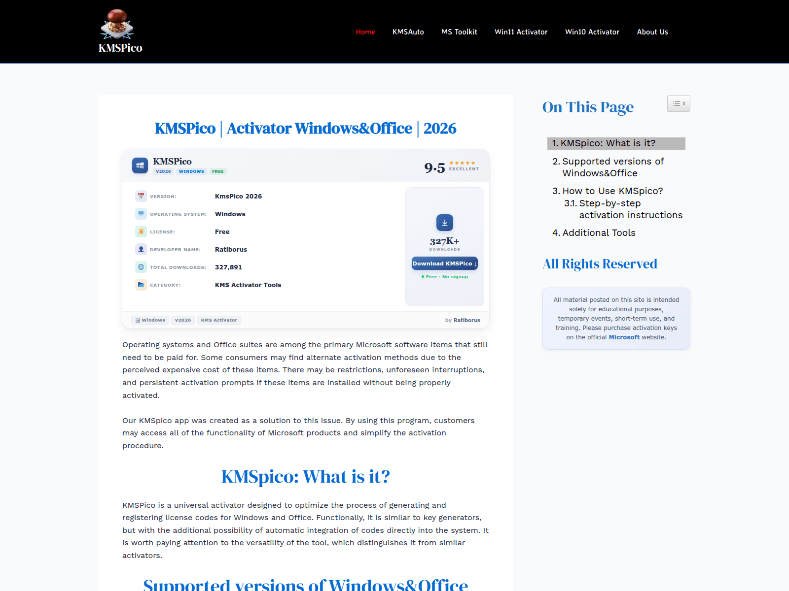 Screenshot of kms-pico.ws