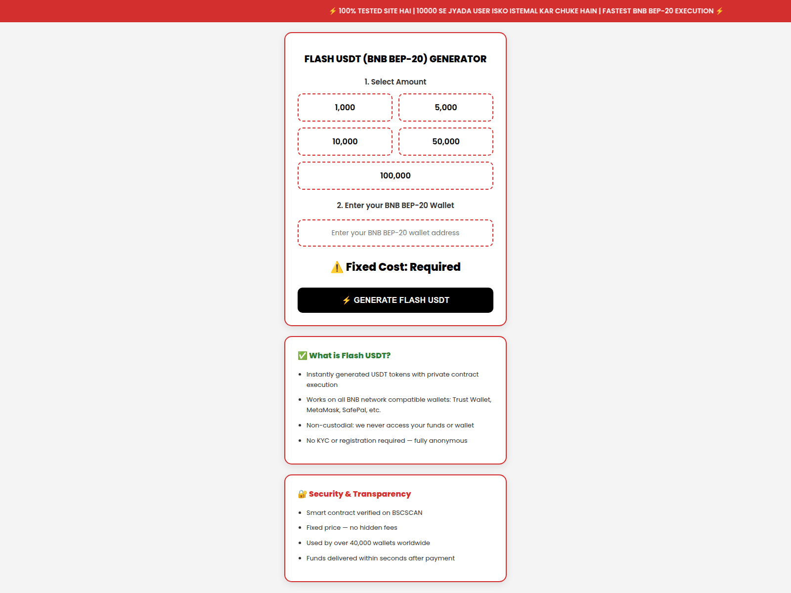 Forensic screenshot of bnbflashusdtgenerator.netlify.app