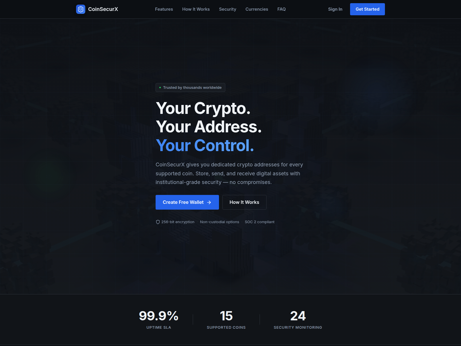 Screenshot of coinsecurx.com