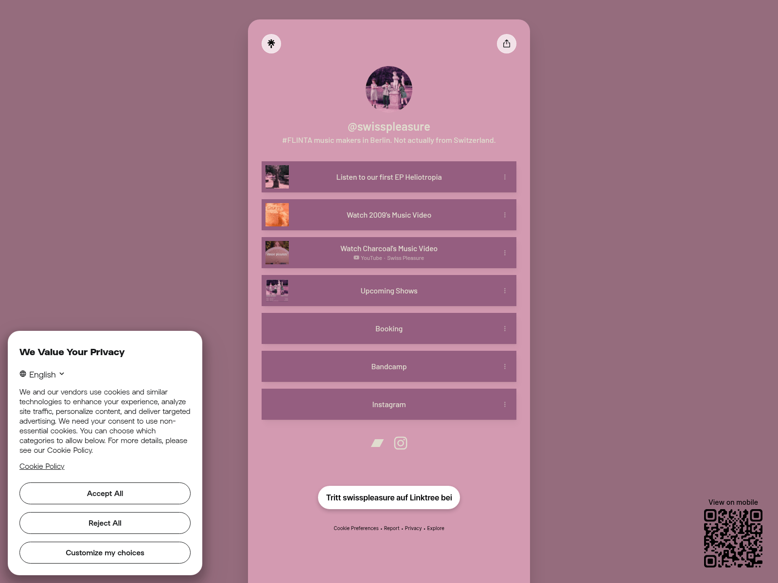 Screenshot of linktr.ee