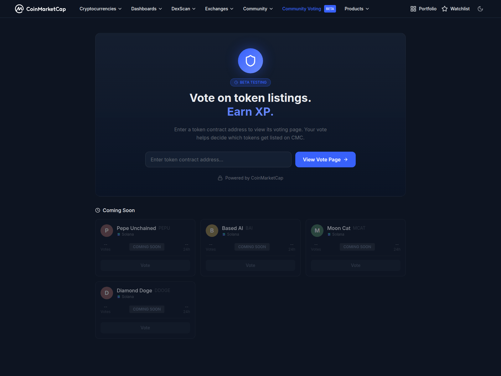 Screenshot of coinmarketcaplisting.com