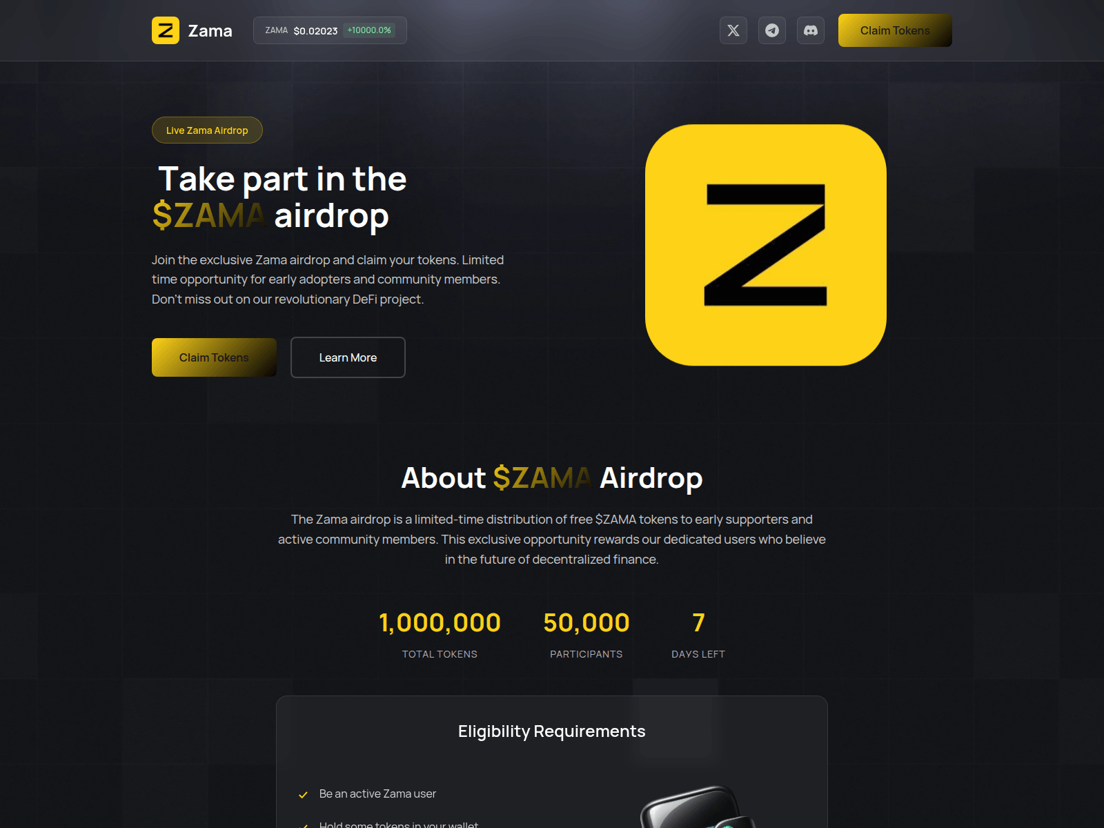 Screenshot of details-zama.xyz